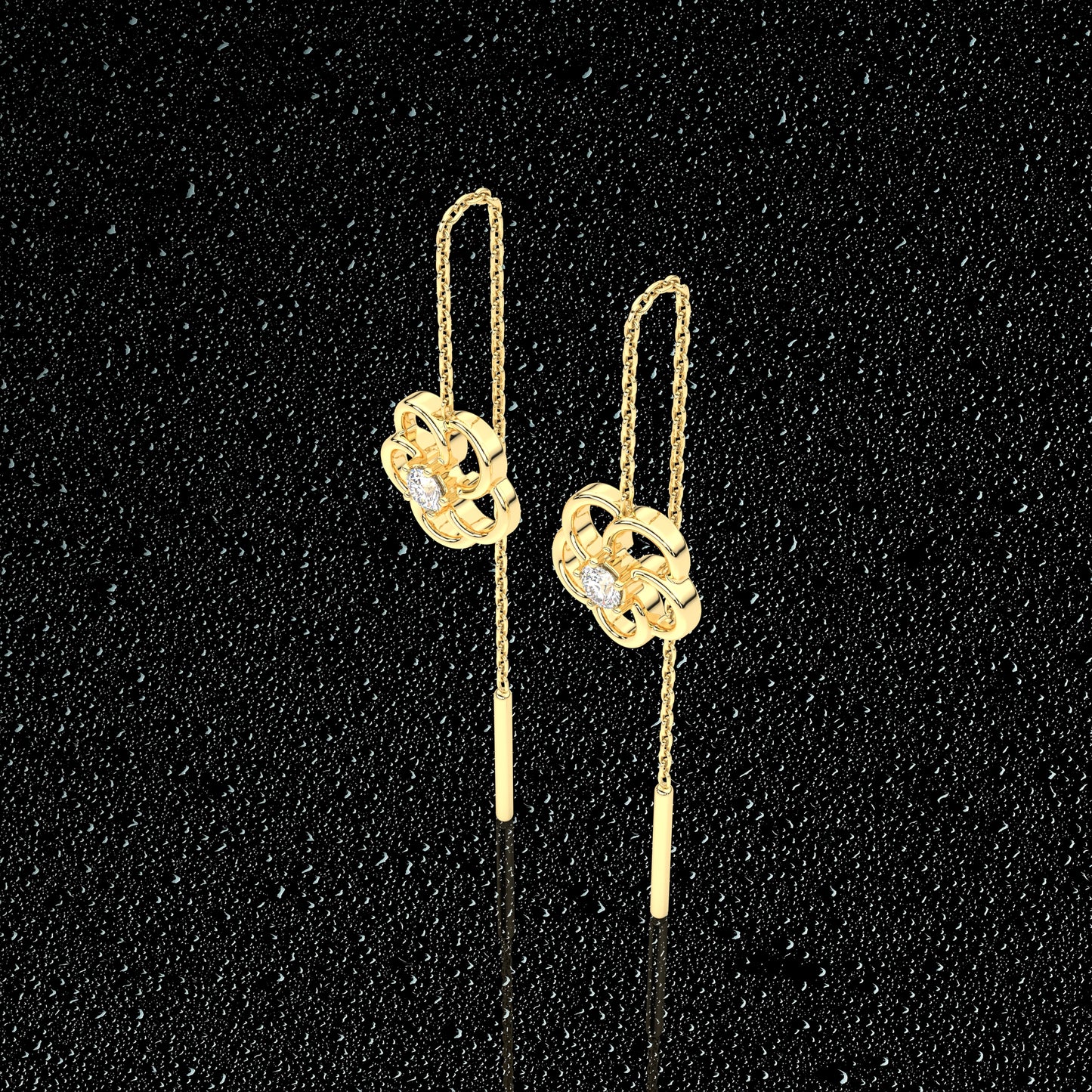 Meeri Yellow gold Sui Dhaga 925 silver Earring