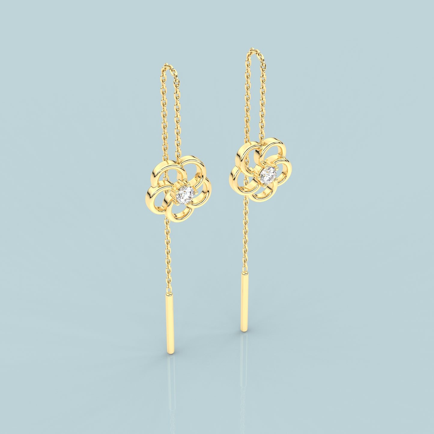 Meeri Yellow gold Sui Dhaga 925 silver Earring