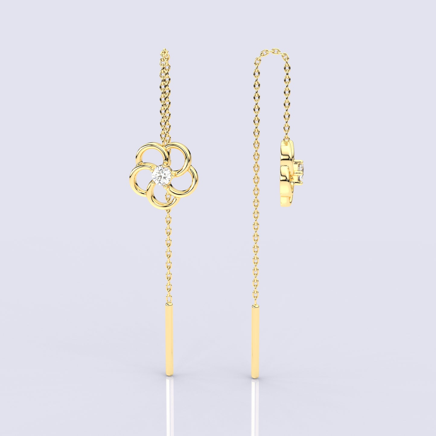 Meeri Yellow gold Sui Dhaga 925 silver Earring