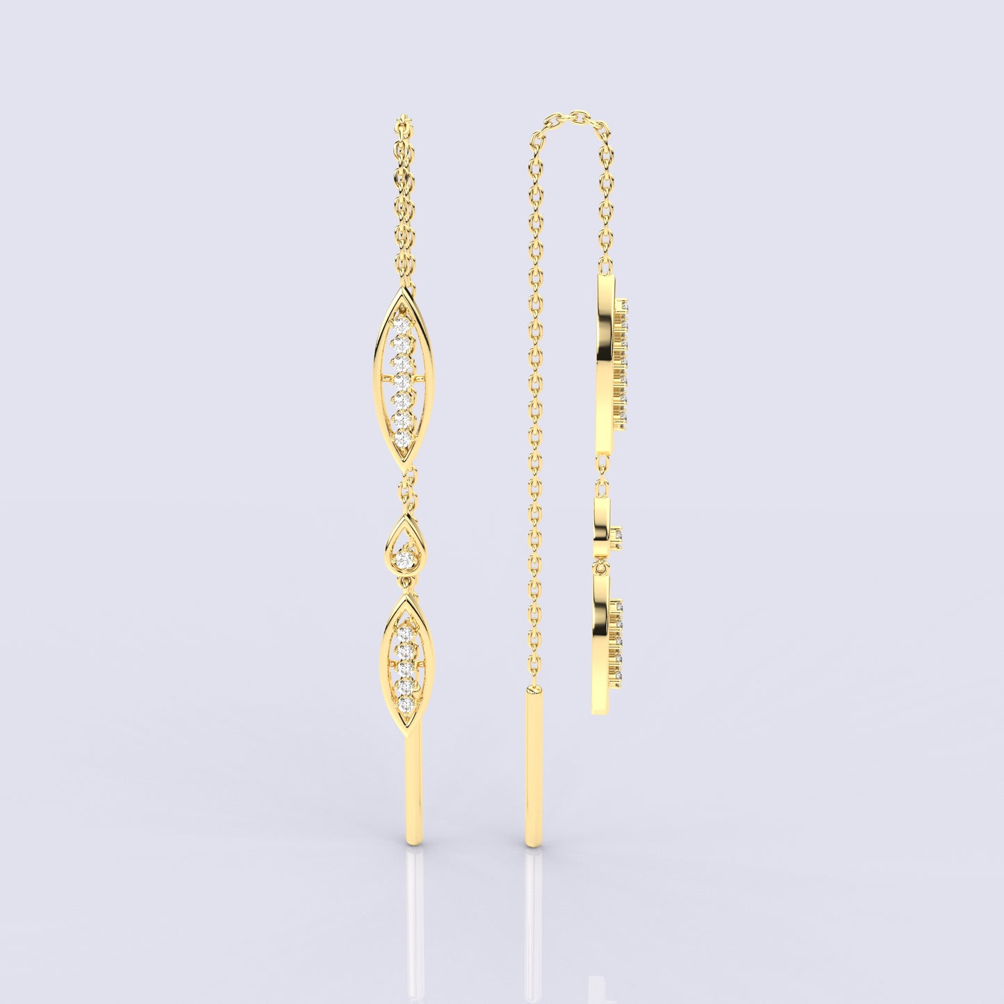 Tarlet Yellow gold Sui Dhaga 925 silver Earring