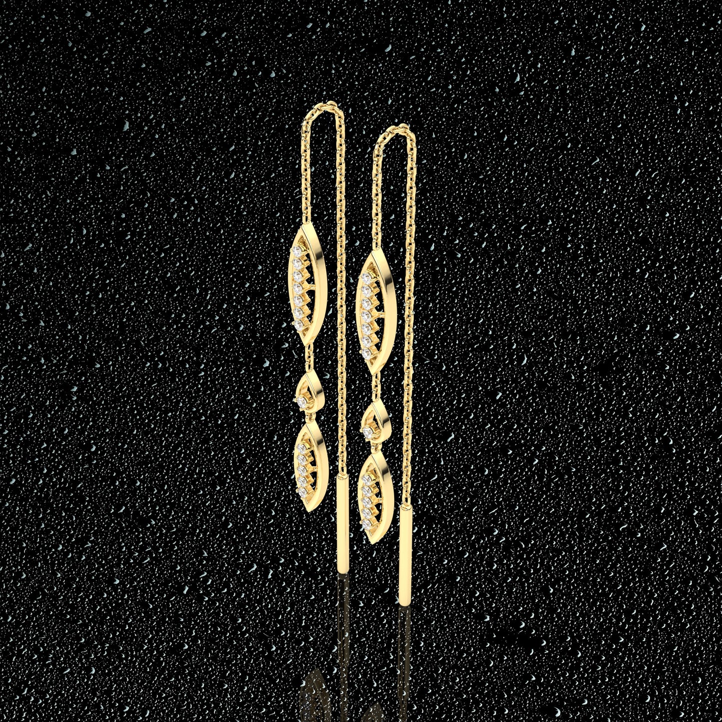 Tarlet Yellow gold Sui Dhaga 925 silver Earring