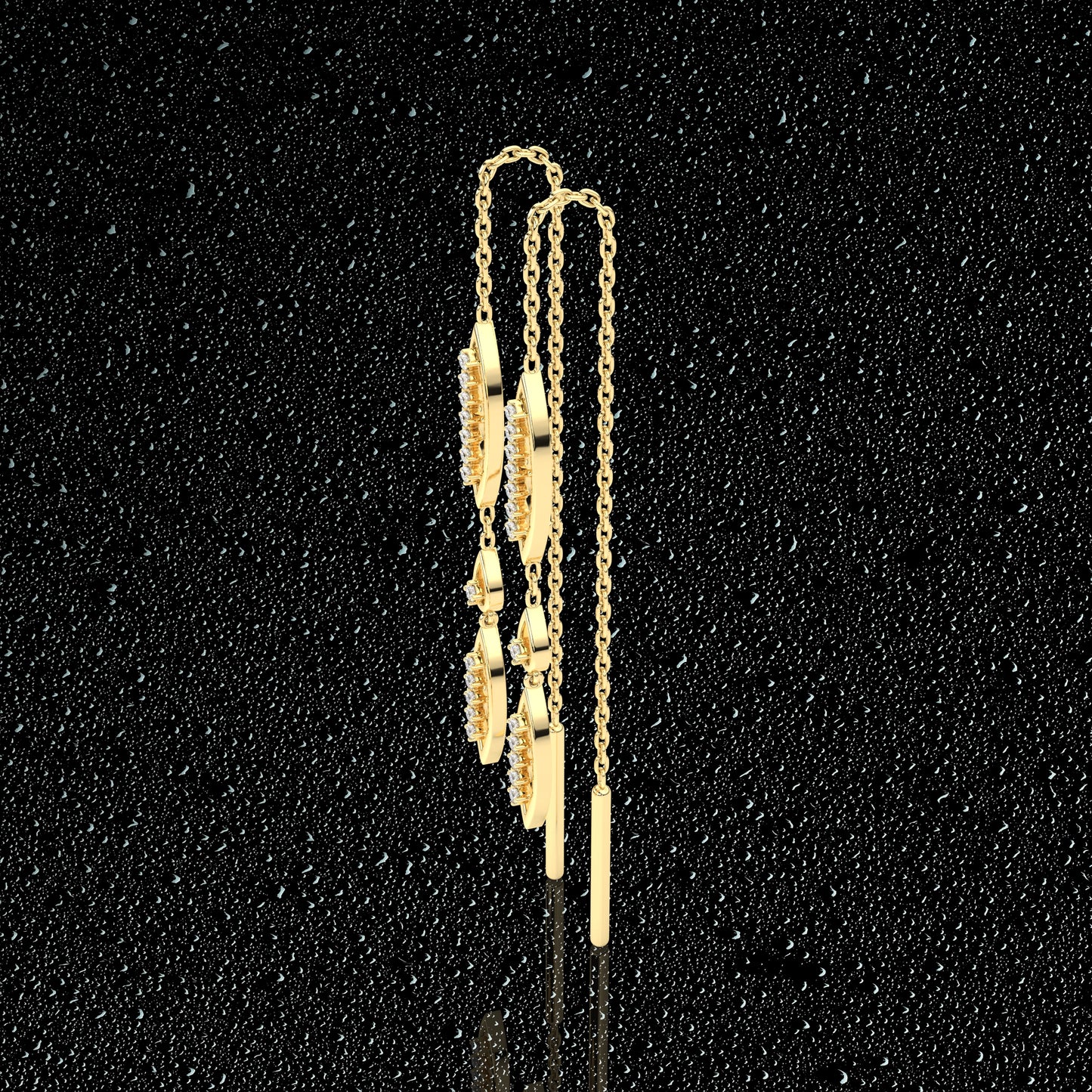 Tarlet Yellow gold Sui Dhaga 925 silver Earring