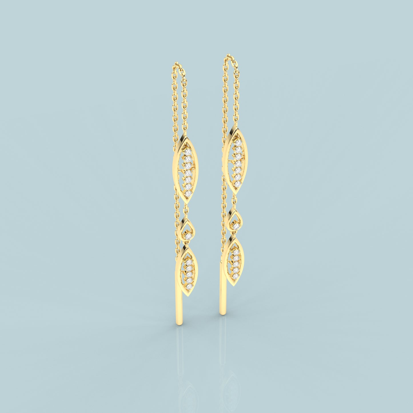 Tarlet Yellow gold Sui Dhaga 925 silver Earring