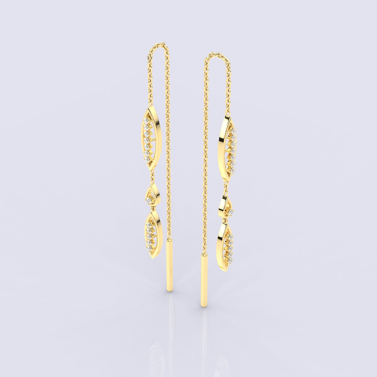 Tarlet Yellow gold Sui Dhaga 925 silver Earring