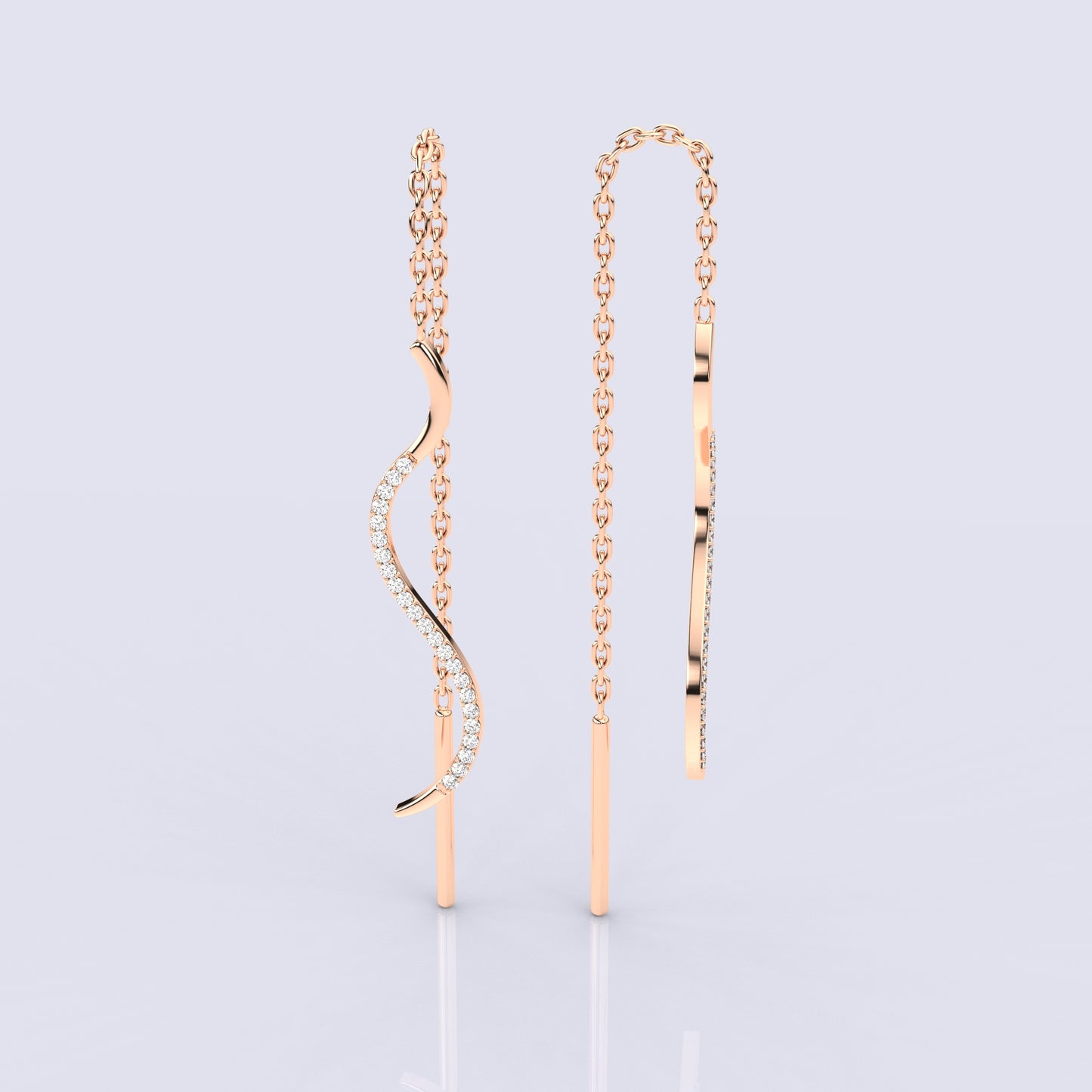 Snake Rose gold Sui Dhaga 925 silver Earring