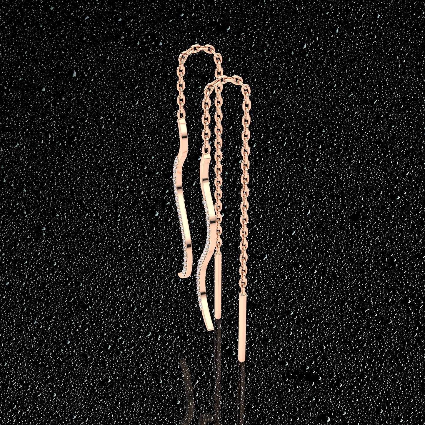 Snake Rose gold Sui Dhaga 925 silver Earring
