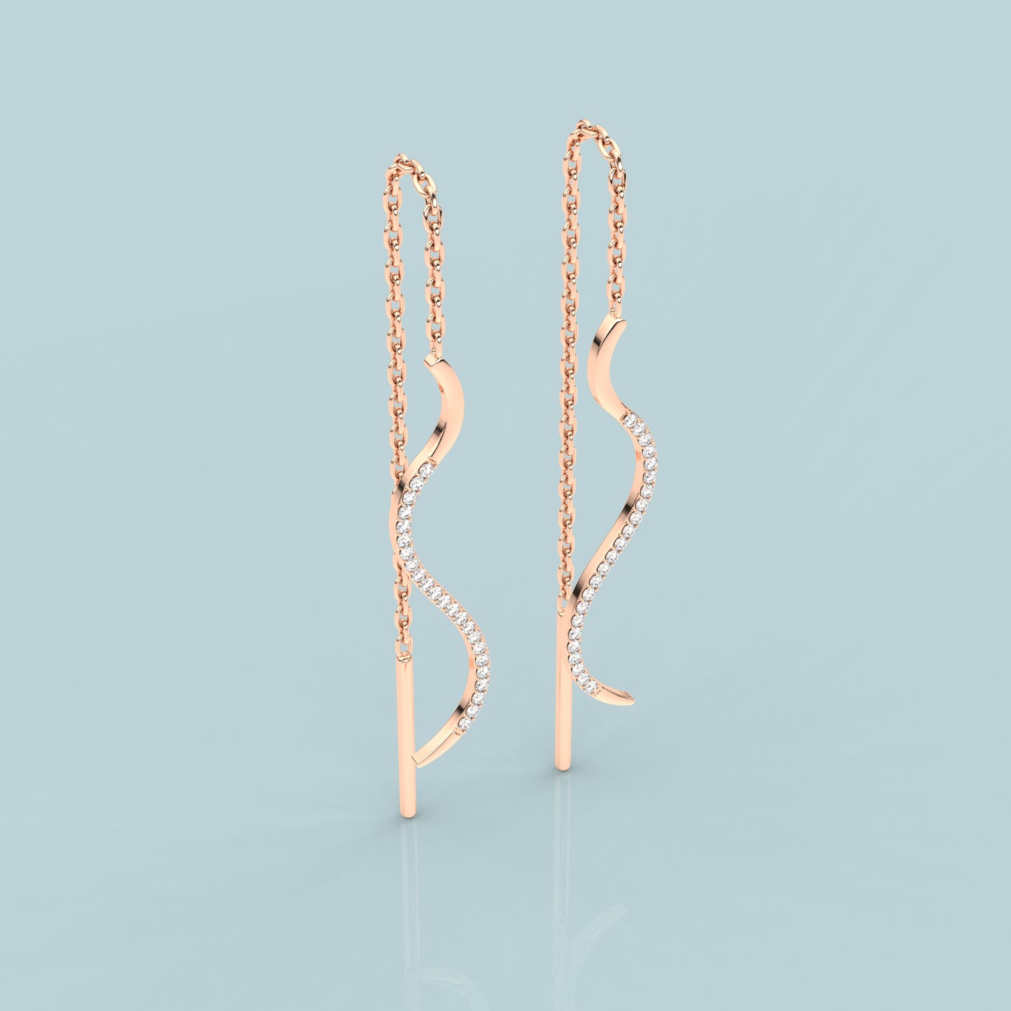 Snake Rose gold Sui Dhaga 925 silver Earring