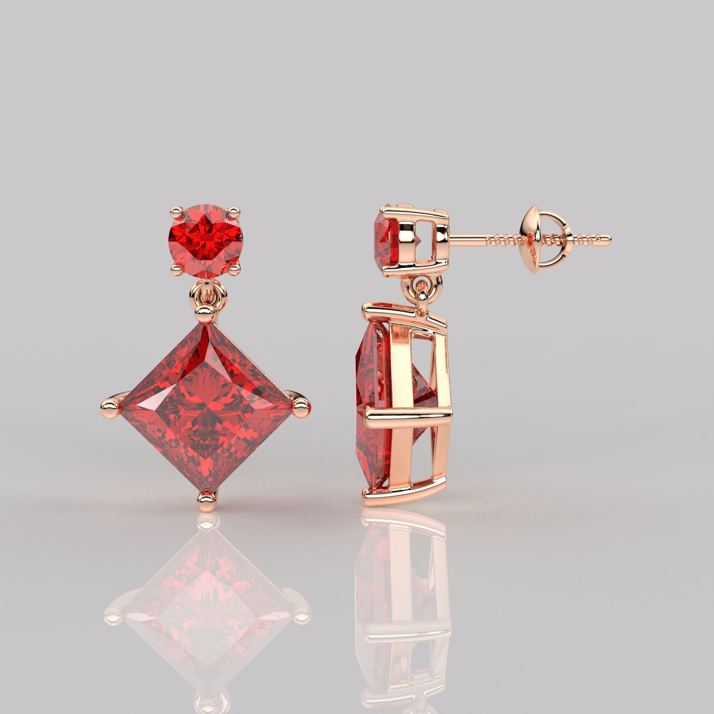 Ruby rose gold Empire 925 Silver Earring