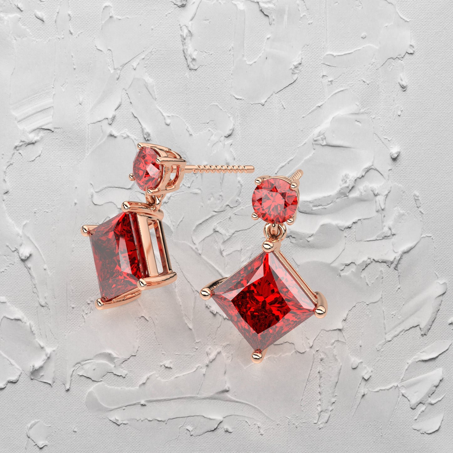 Ruby rose gold Empire 925 Silver Earring