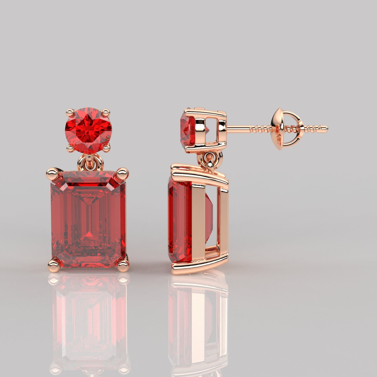Ruby stone Doozy 925 Silver Earring