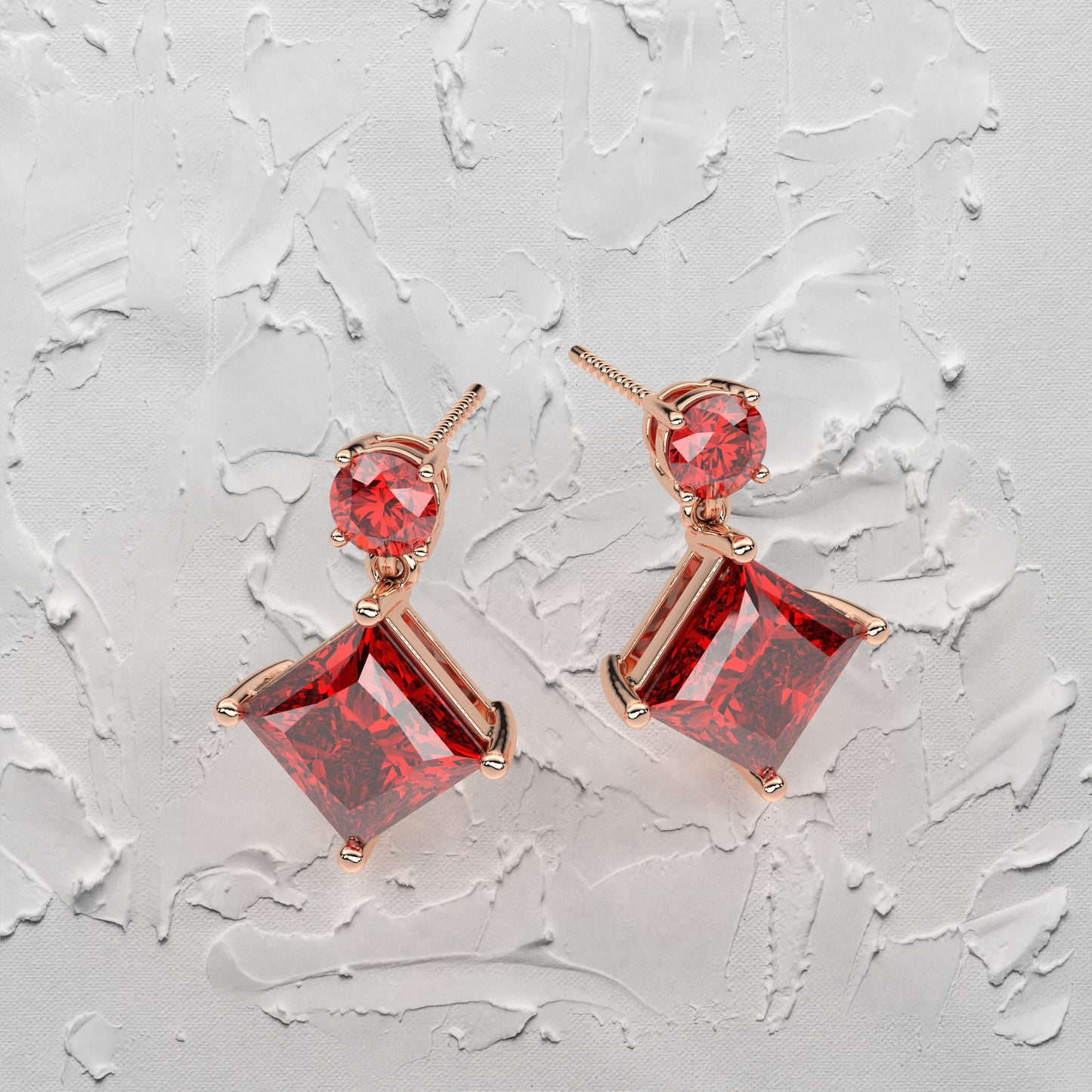Ruby rose gold Empire 925 Silver Earring