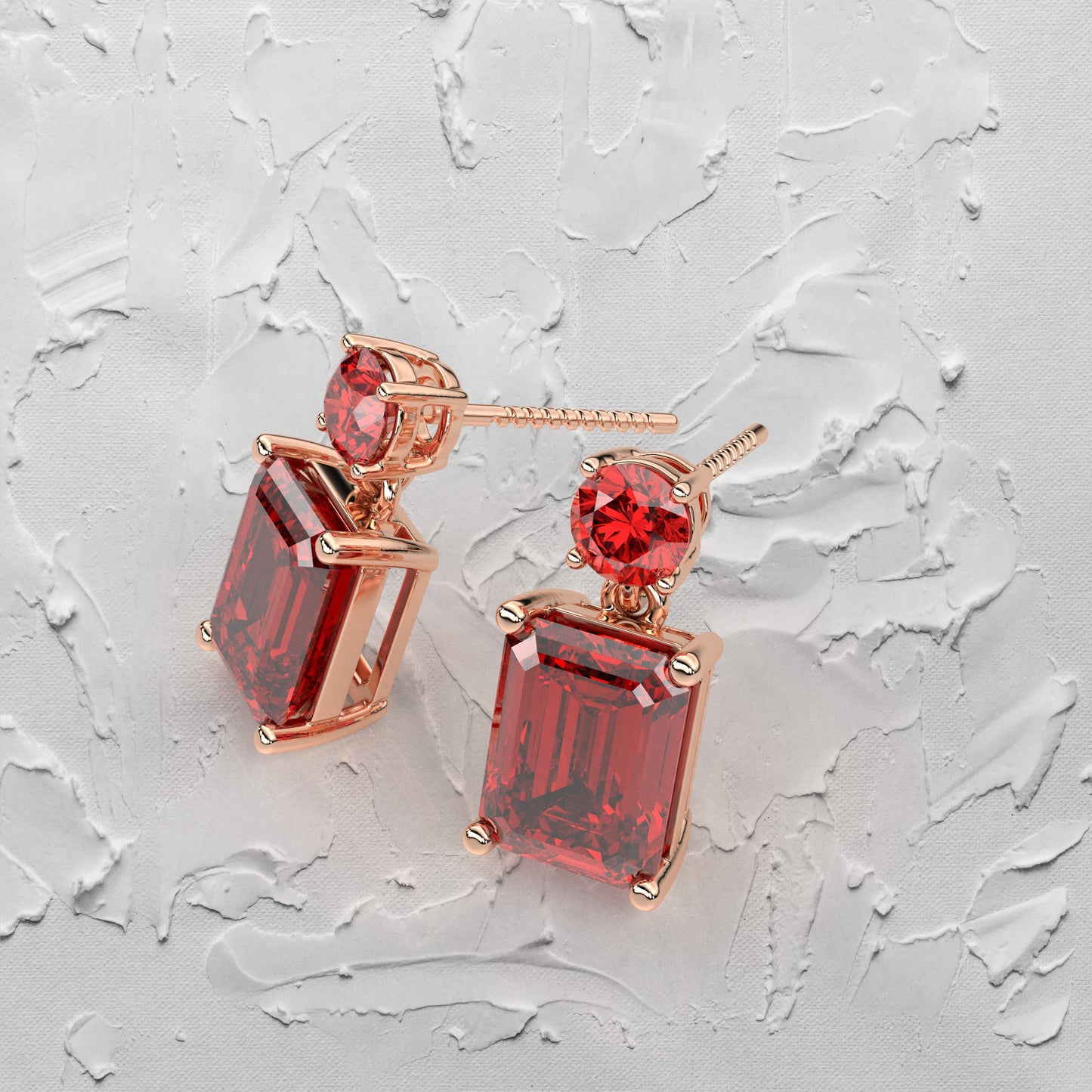 Ruby stone Doozy 925 Silver Earring