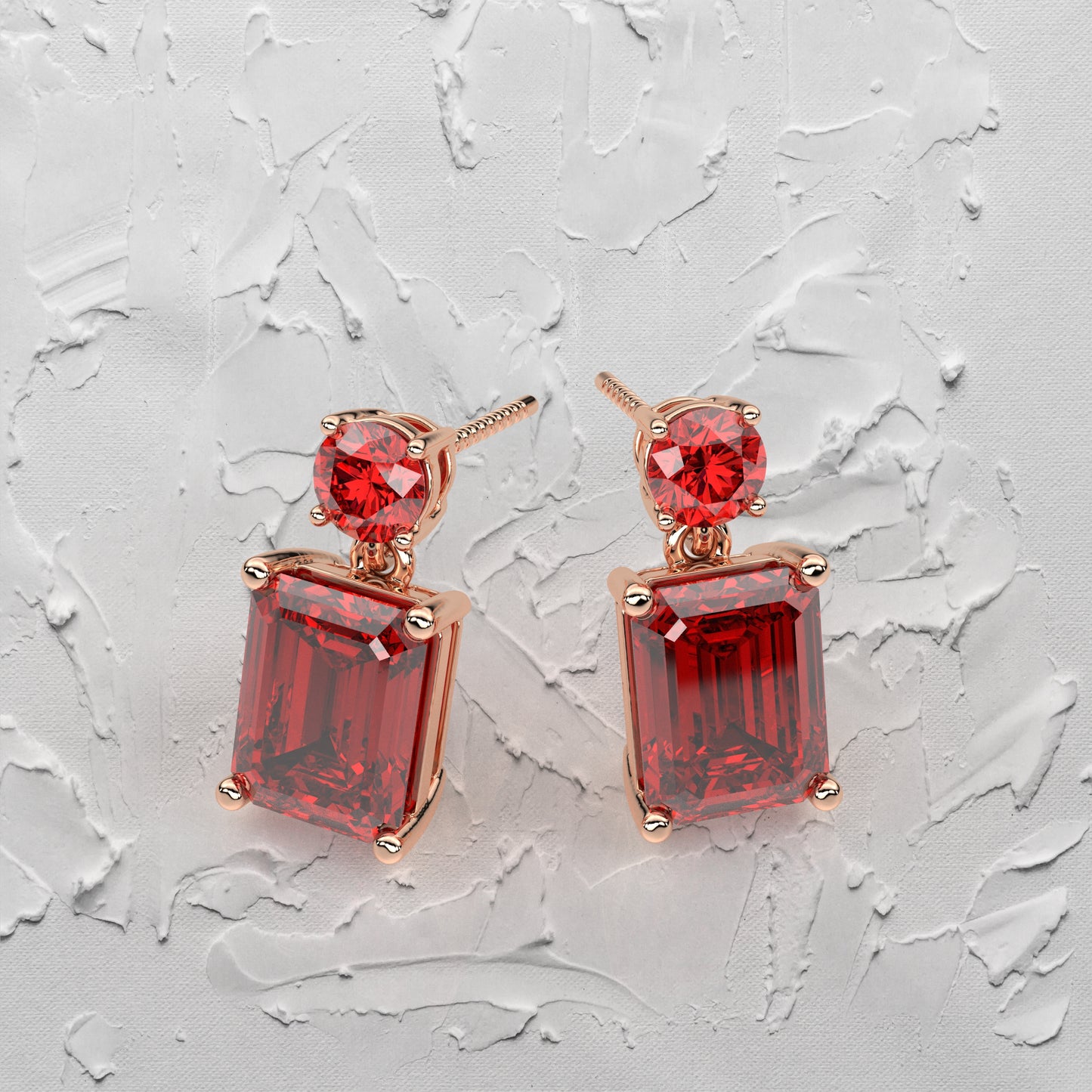 Ruby stone Doozy 925 Silver Earring