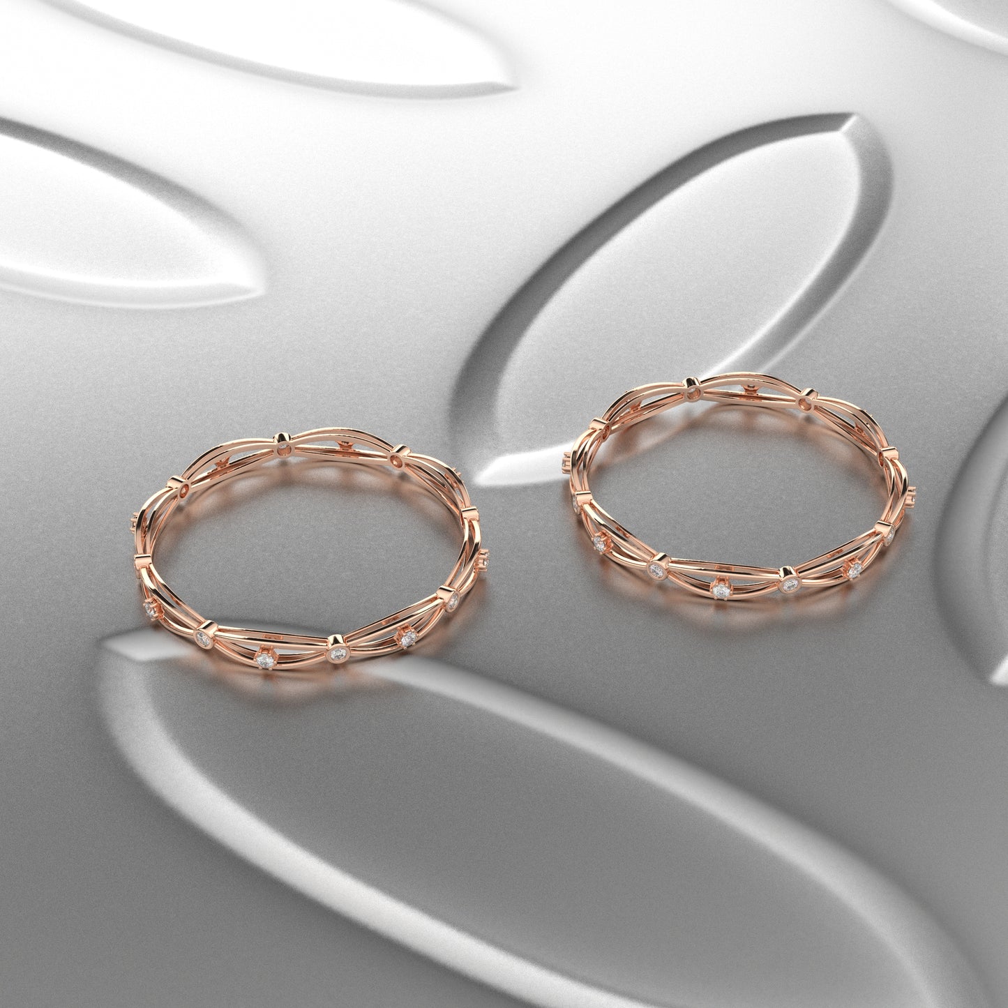 Rose gold Hollow Bangle 925 Sterling Silver