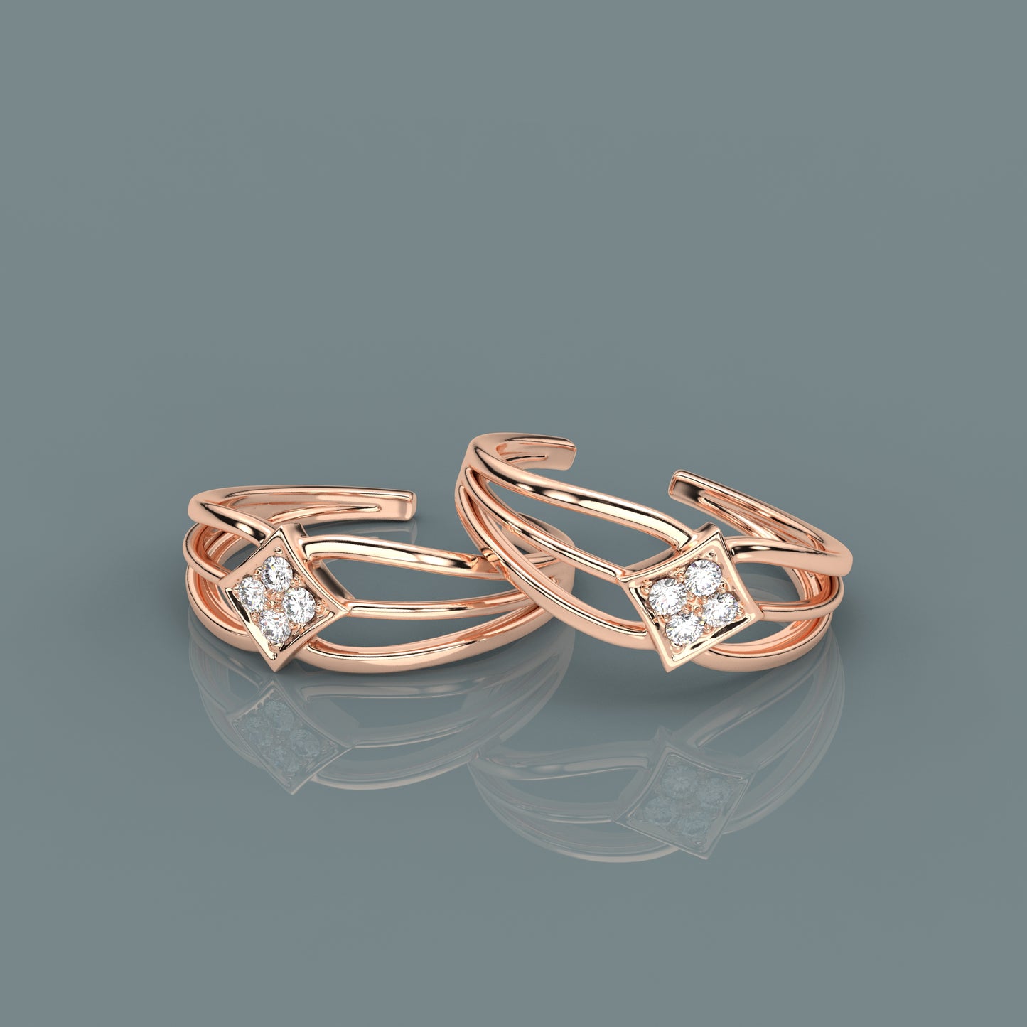 Finerock Moissanite Diamond Adjustable 925 Silver Toe Ring