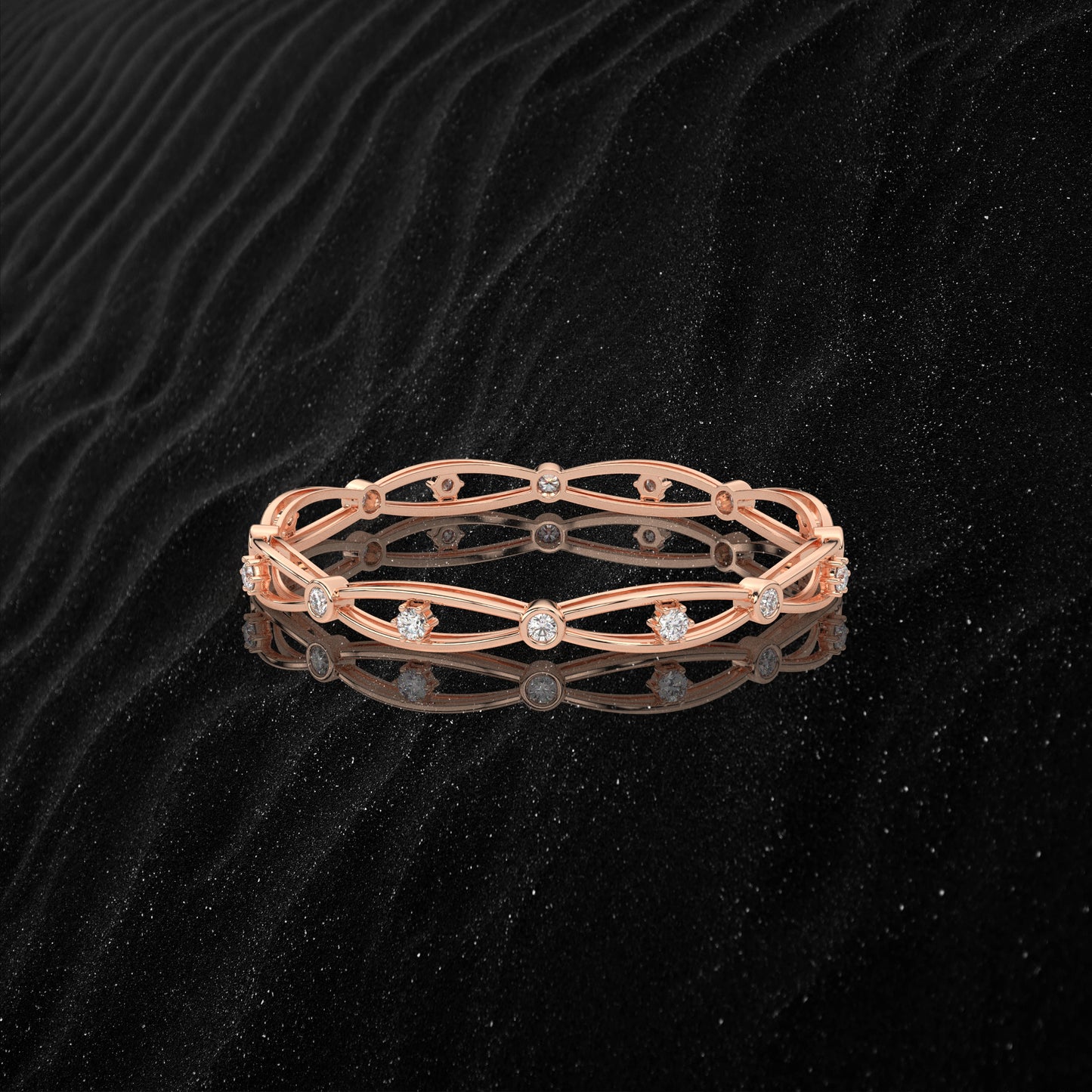 Rose gold Hollow Bangle 925 Sterling Silver
