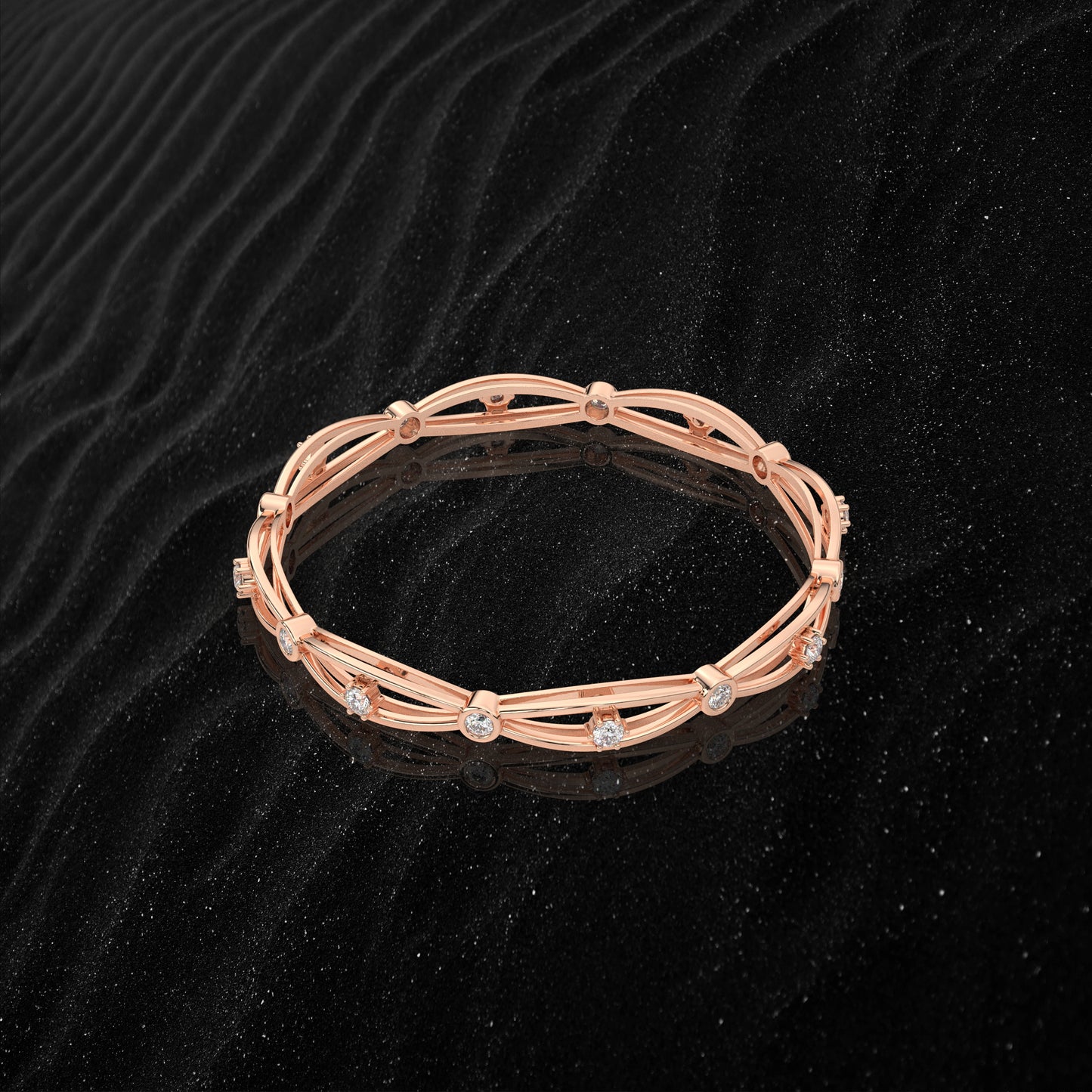 Rose gold Hollow Bangle 925 Sterling Silver