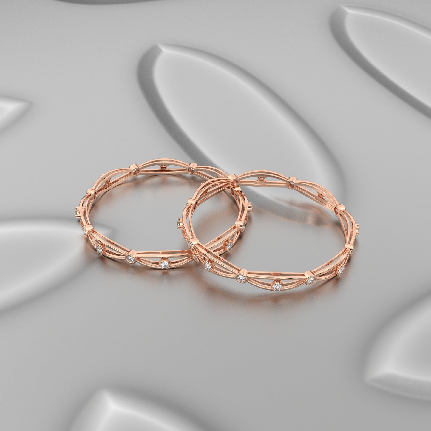 Rose gold Hollow Bangle 925 Sterling Silver
