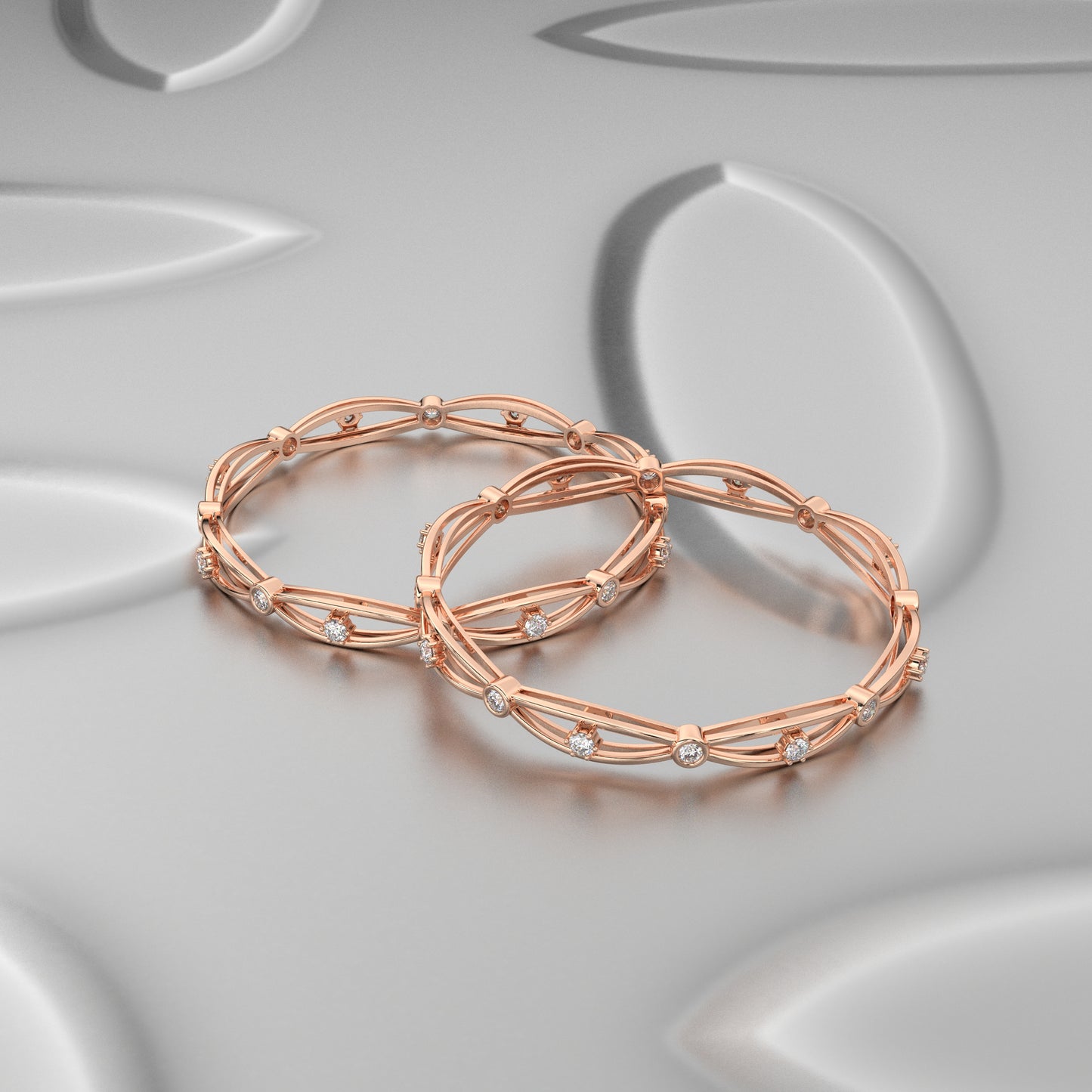 Rose gold Hollow Bangle 925 Sterling Silver