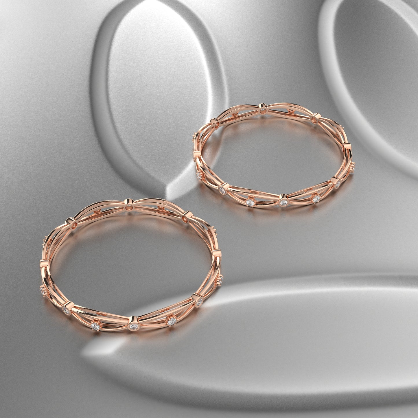 Rose gold Hollow Bangle 925 Sterling Silver