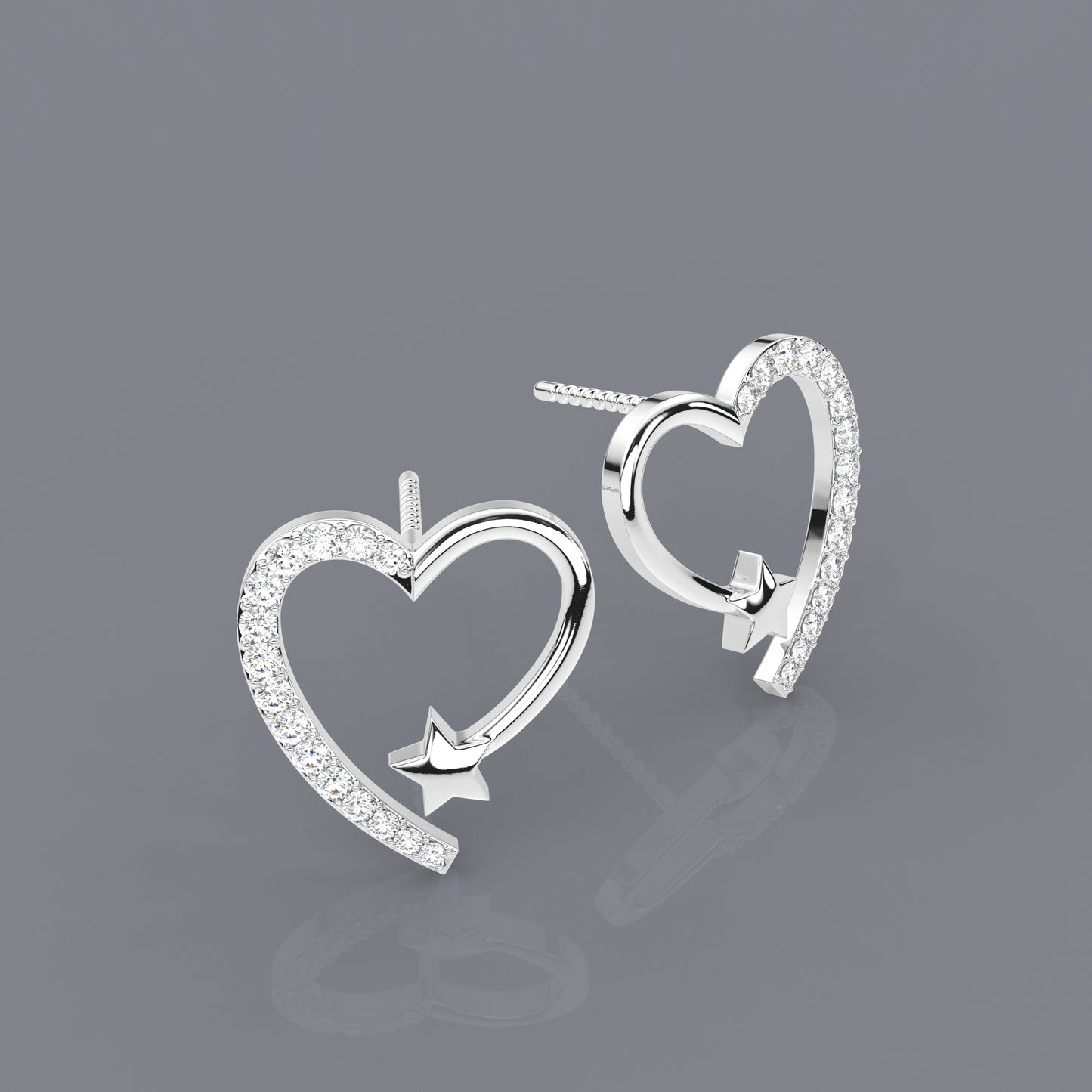 Heart star Moissanite Diamond 925 Silver Earring