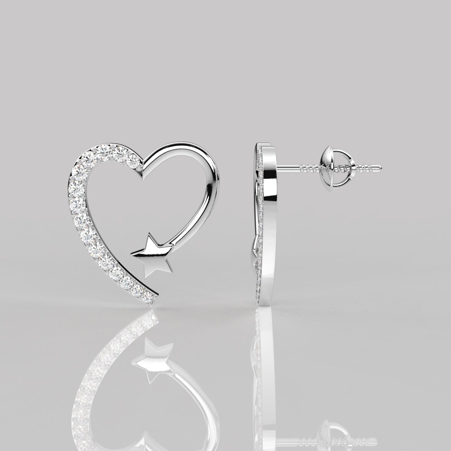 Heart star Moissanite Diamond 925 Silver Earring