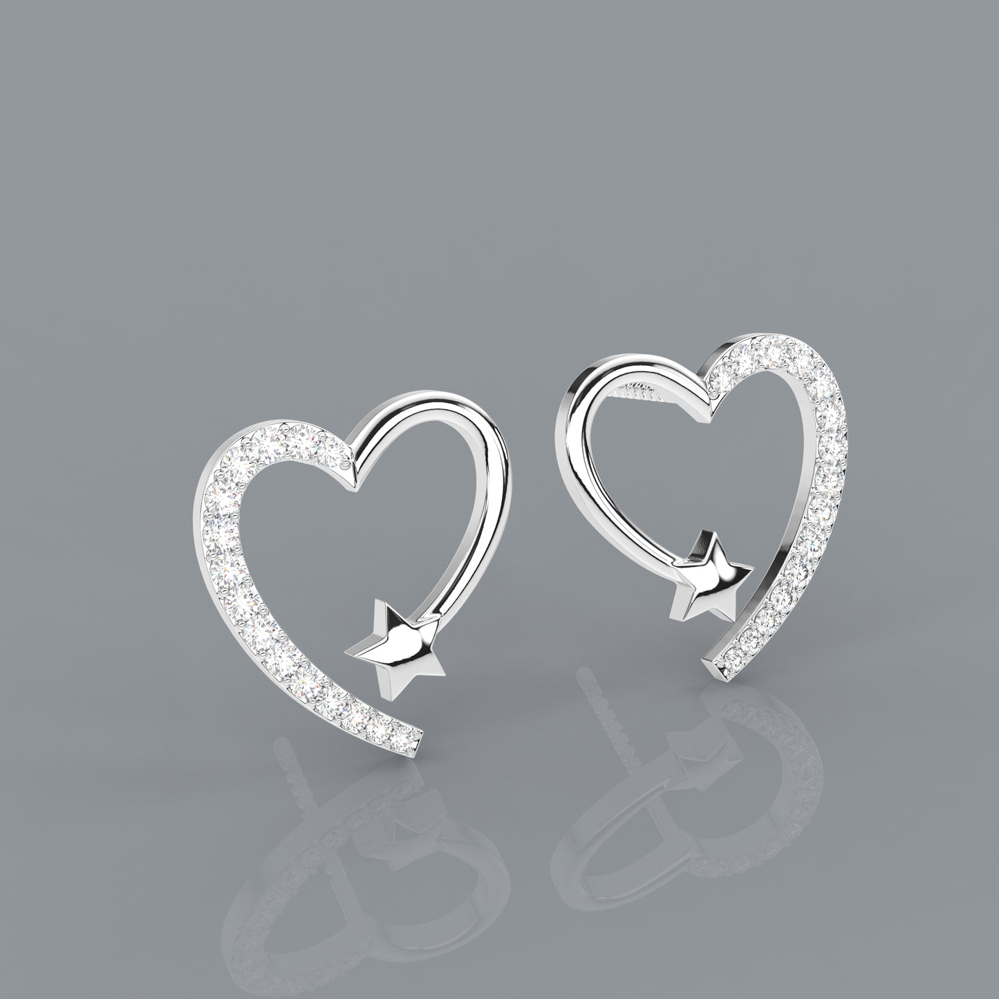 Heart star Moissanite Diamond 925 Silver Earring