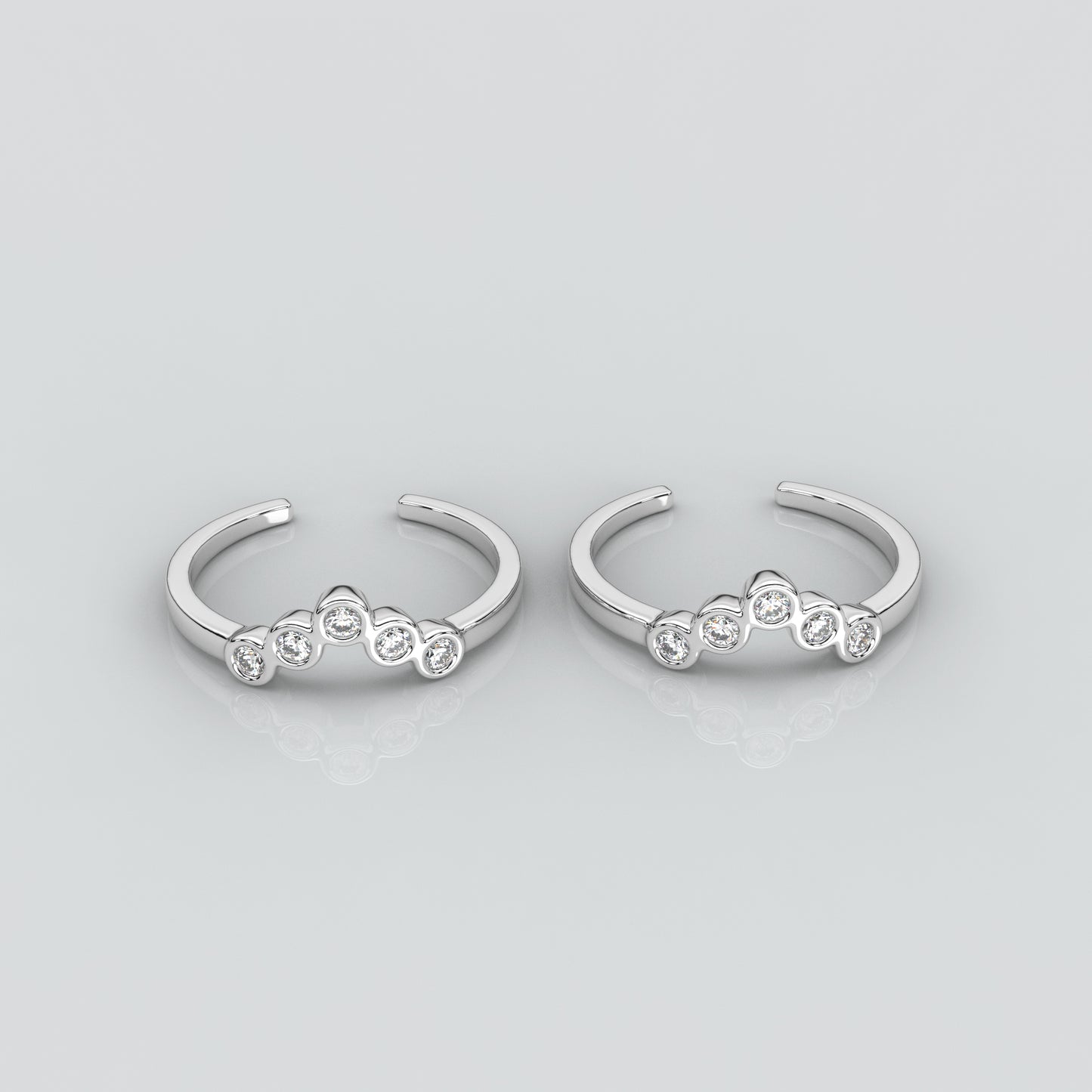 Moissanite Diamond Adjustable 925 Silver Toe Ring