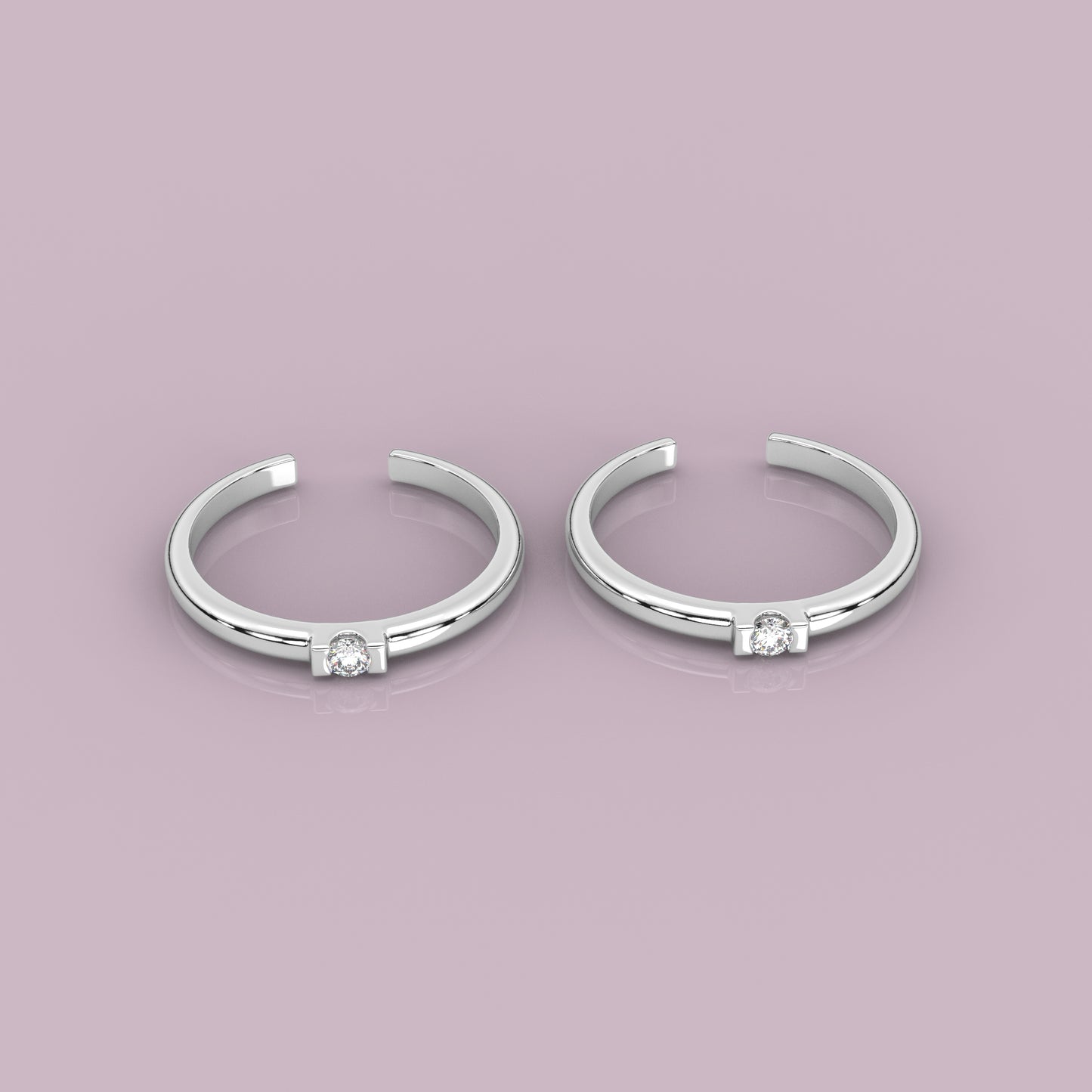 Moissanite Diamond Adjustable 925 Silver Toe Ring