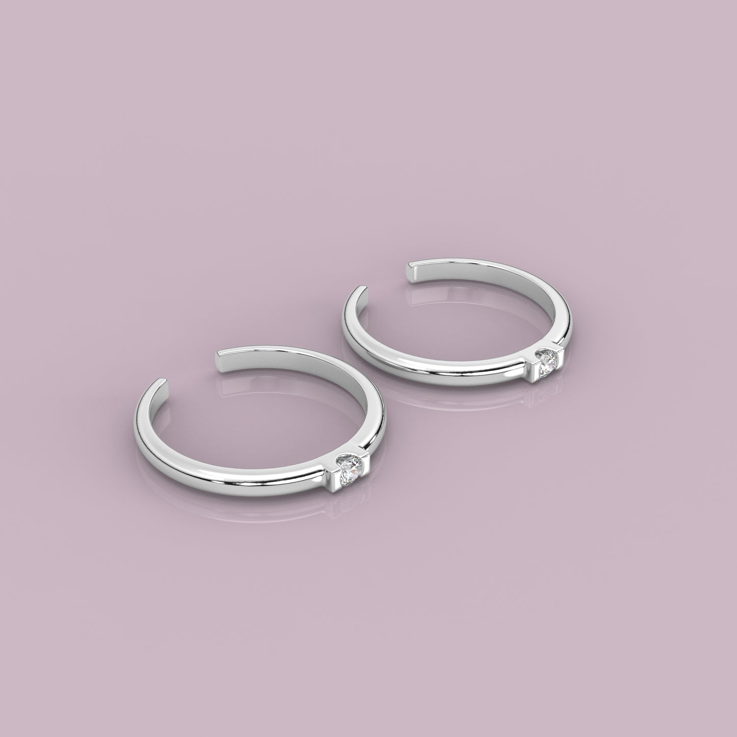 Moissanite Diamond Adjustable 925 Silver Toe Ring