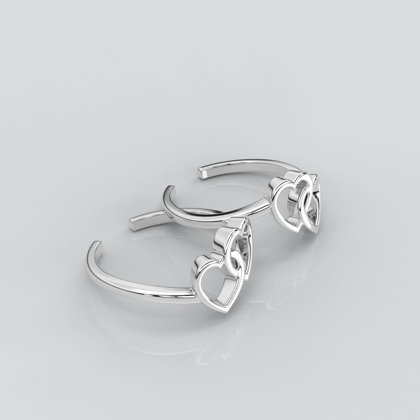 Dual Heart Adjustable 925 Silver Toe Ring