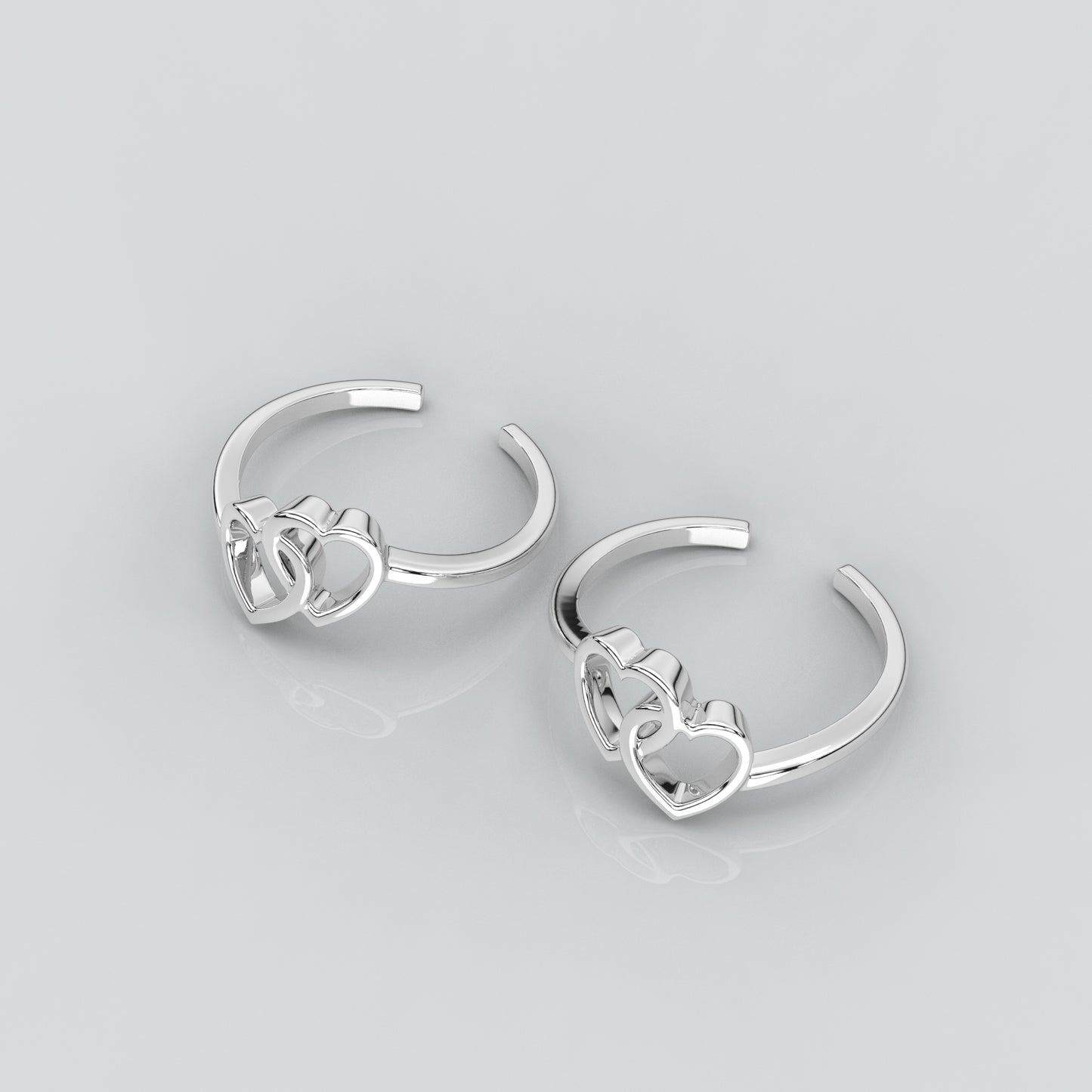 Dual Heart Adjustable 925 Silver Toe Ring