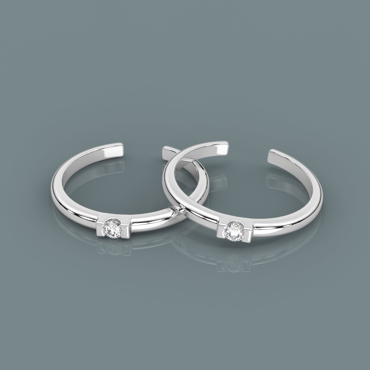 Moissanite Diamond Adjustable 925 Silver Toe Ring