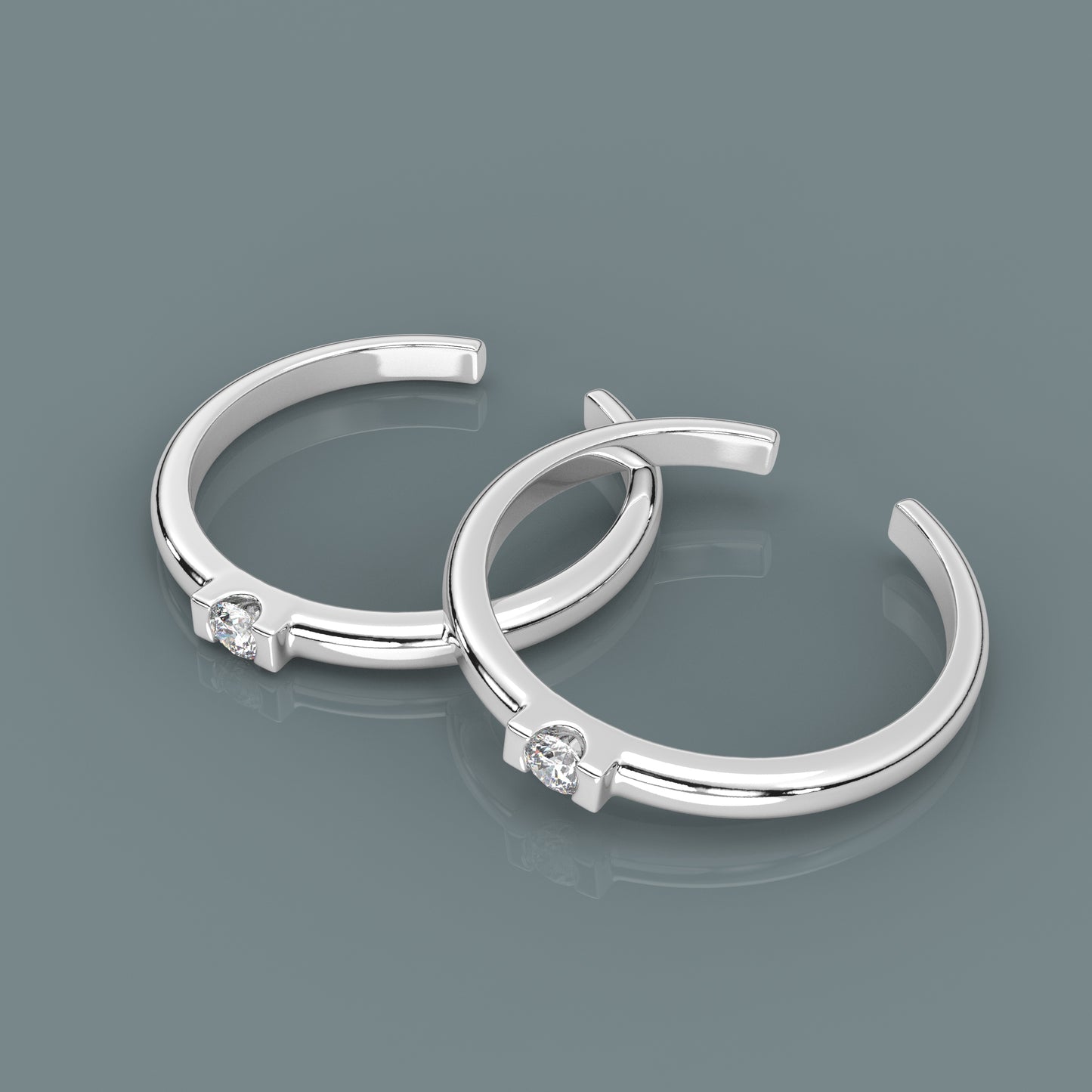 Moissanite Diamond Adjustable 925 Silver Toe Ring