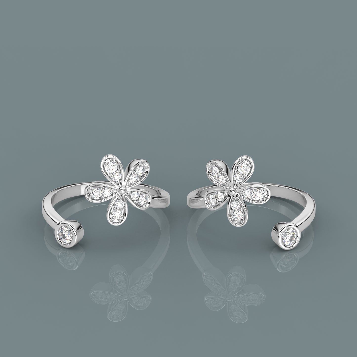 Garden Moissanite Diamond Adjustable 925 Silver Toe Ring