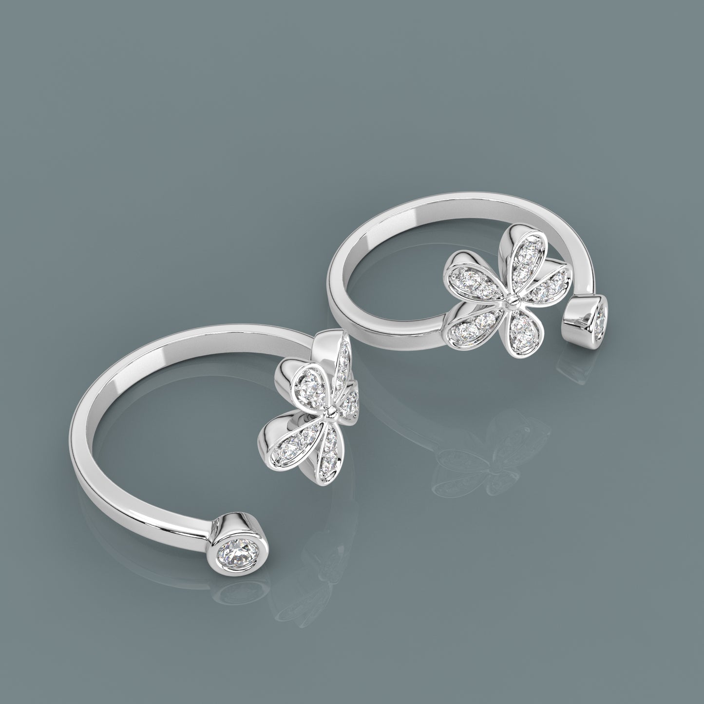 Garden Moissanite Diamond Adjustable 925 Silver Toe Ring