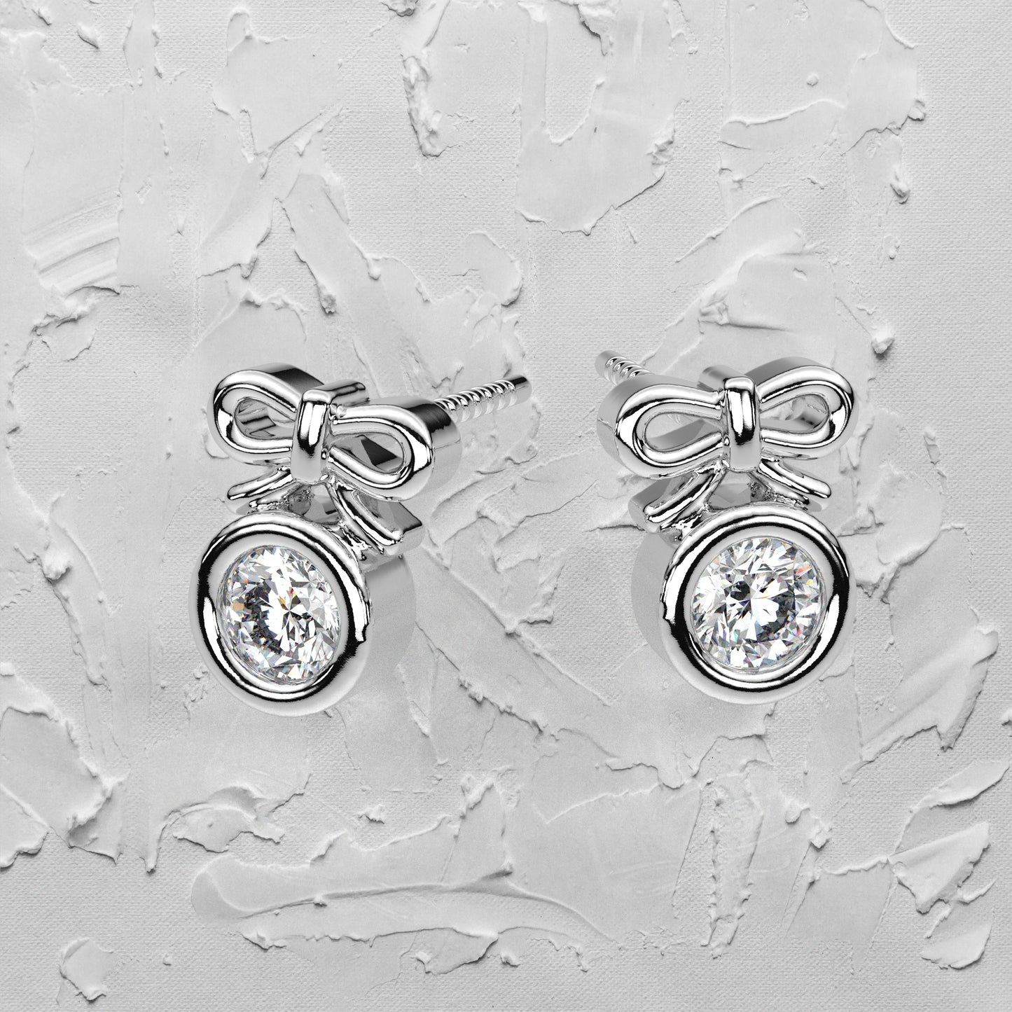 Deer round Moissanite Diamond 925 Silver Earring