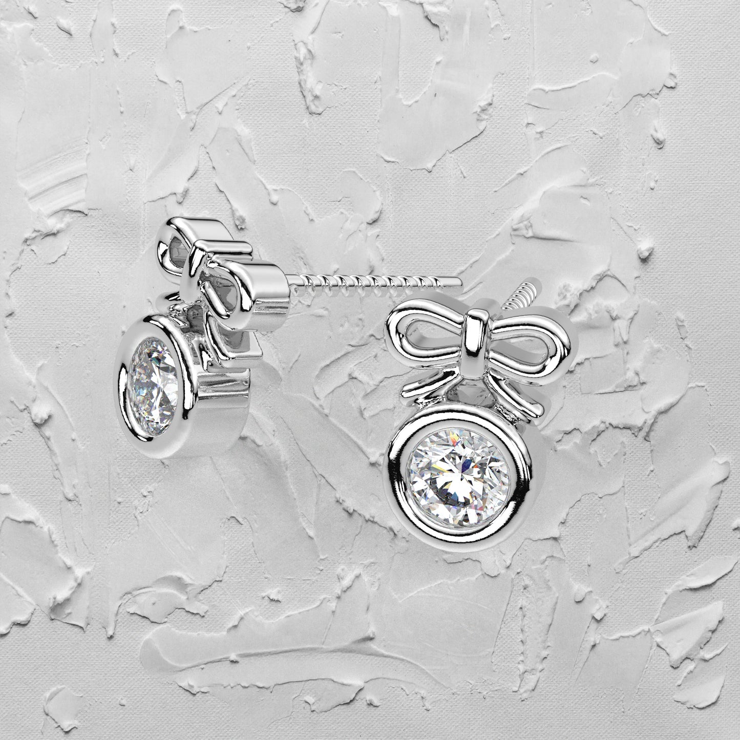 Deer round Moissanite Diamond 925 Silver Earring