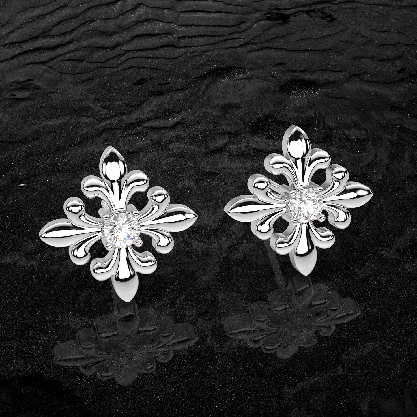 Monk Moissanite Diamond 925 Silver Earring