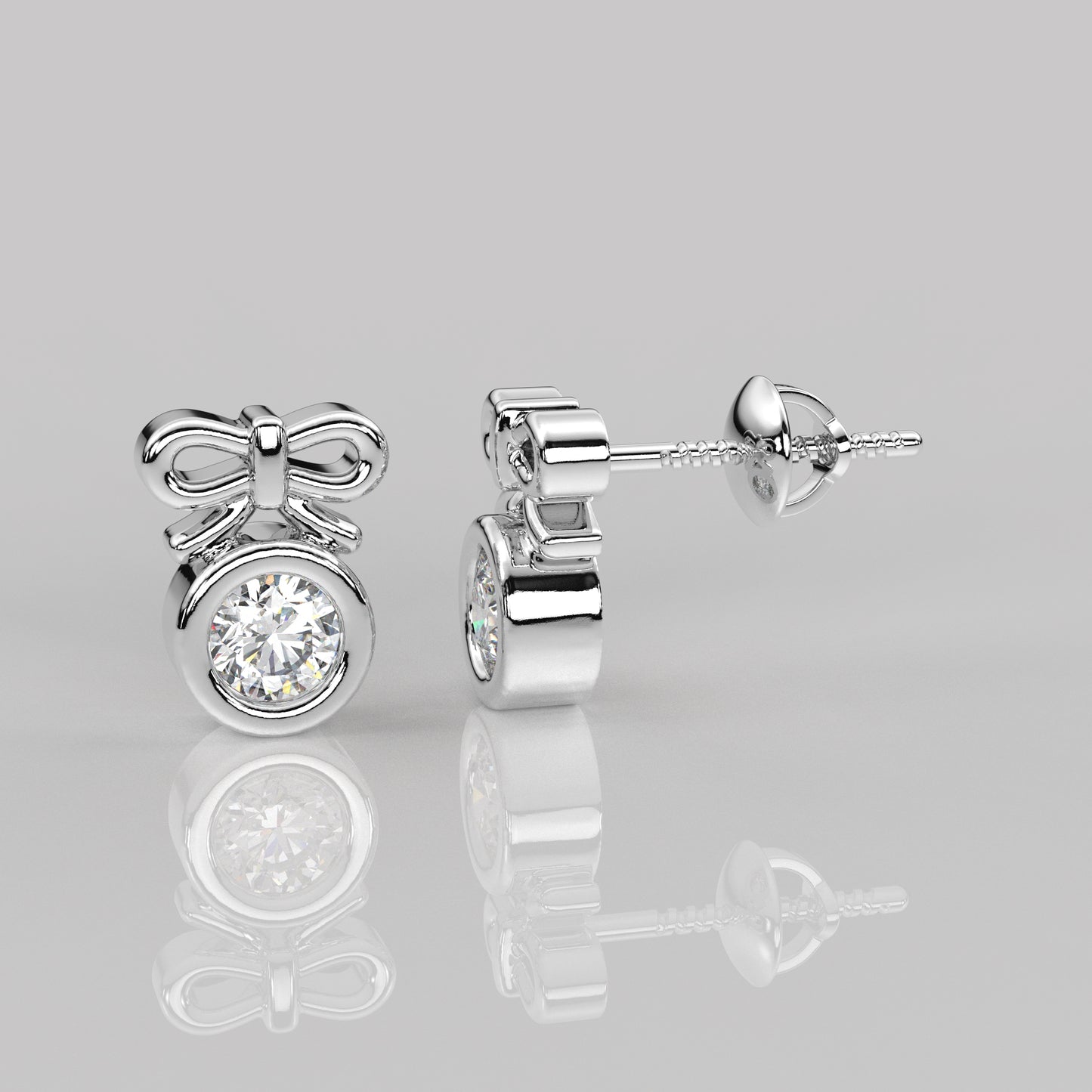 Deer round Moissanite Diamond 925 Silver Earring