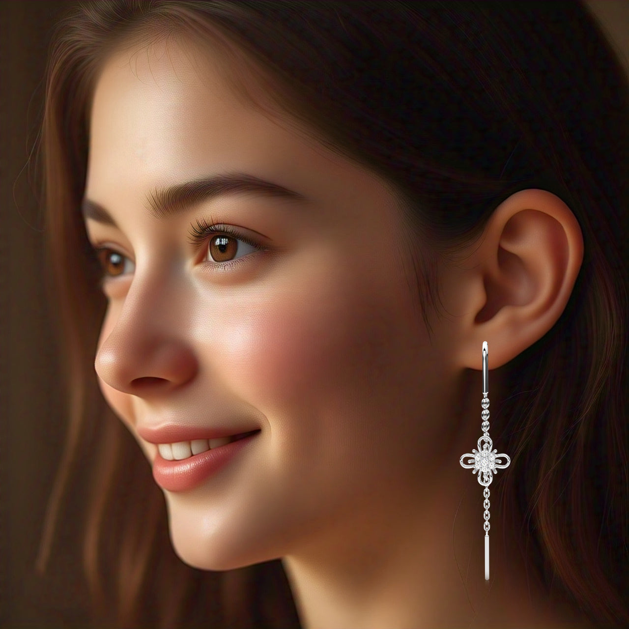 Flower Sui Dhaga 925 silver Earring