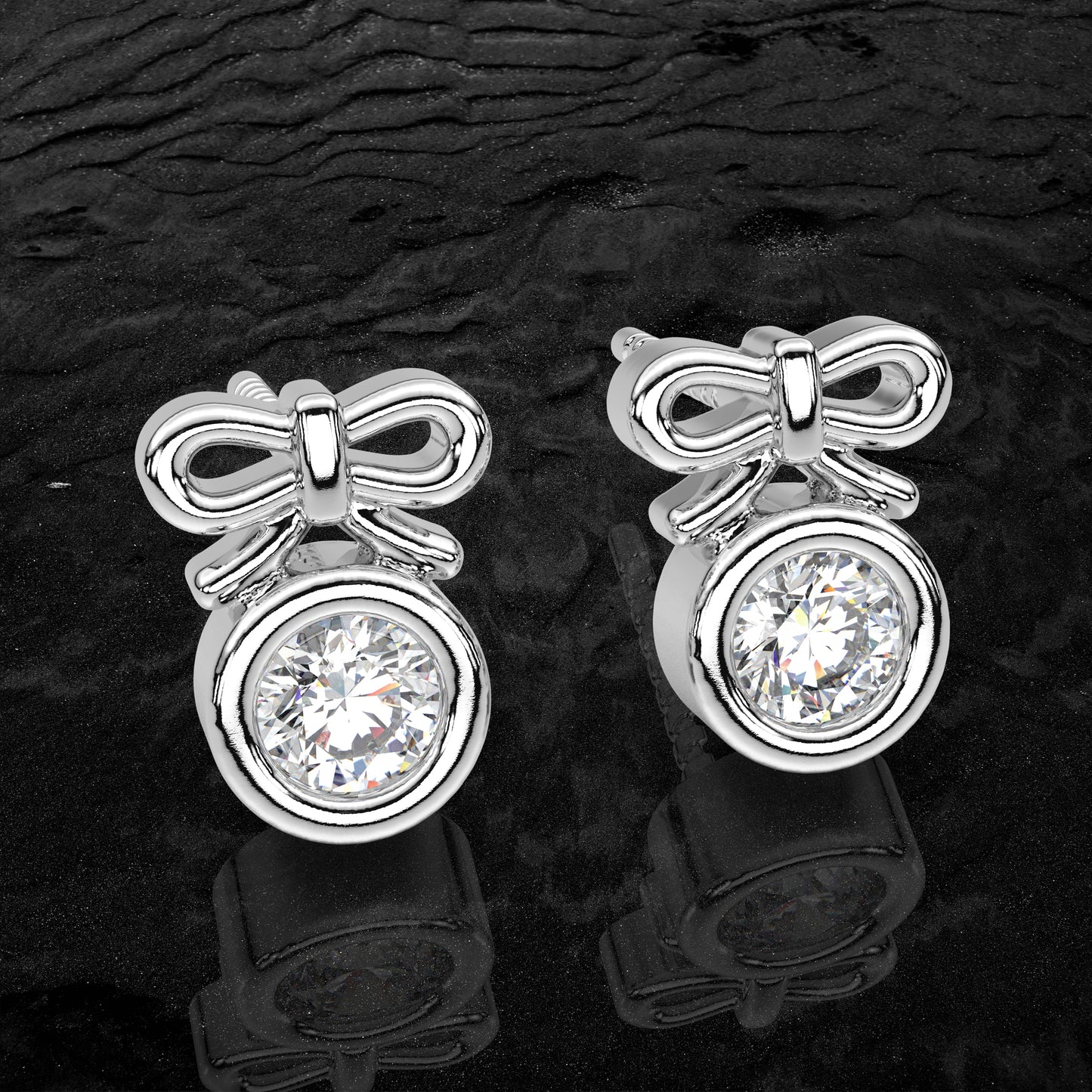 Deer round Moissanite Diamond 925 Silver Earring
