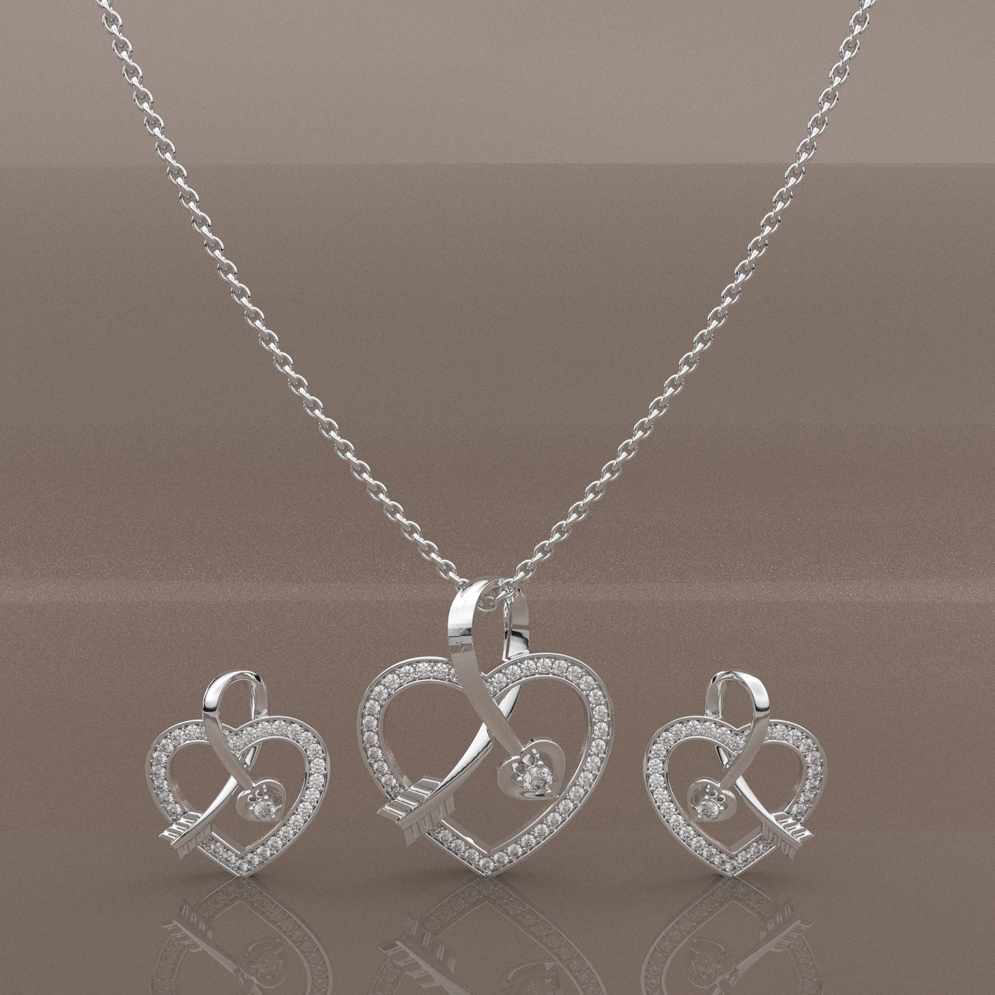 Rikelus Moissanite Diamond 925 Silver Necklace Set