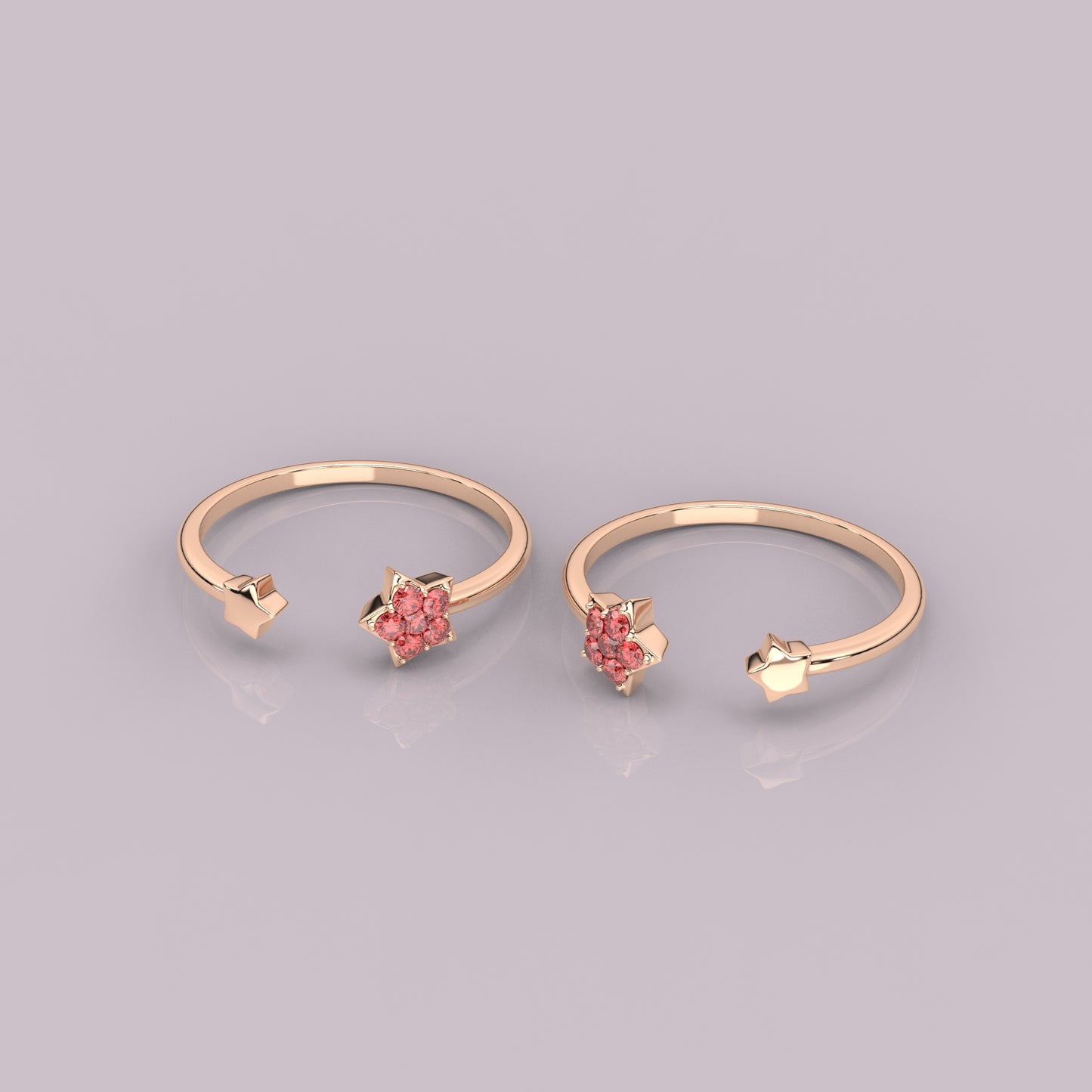 Star Rose gold Adjustable 925 Silver Toe Ring