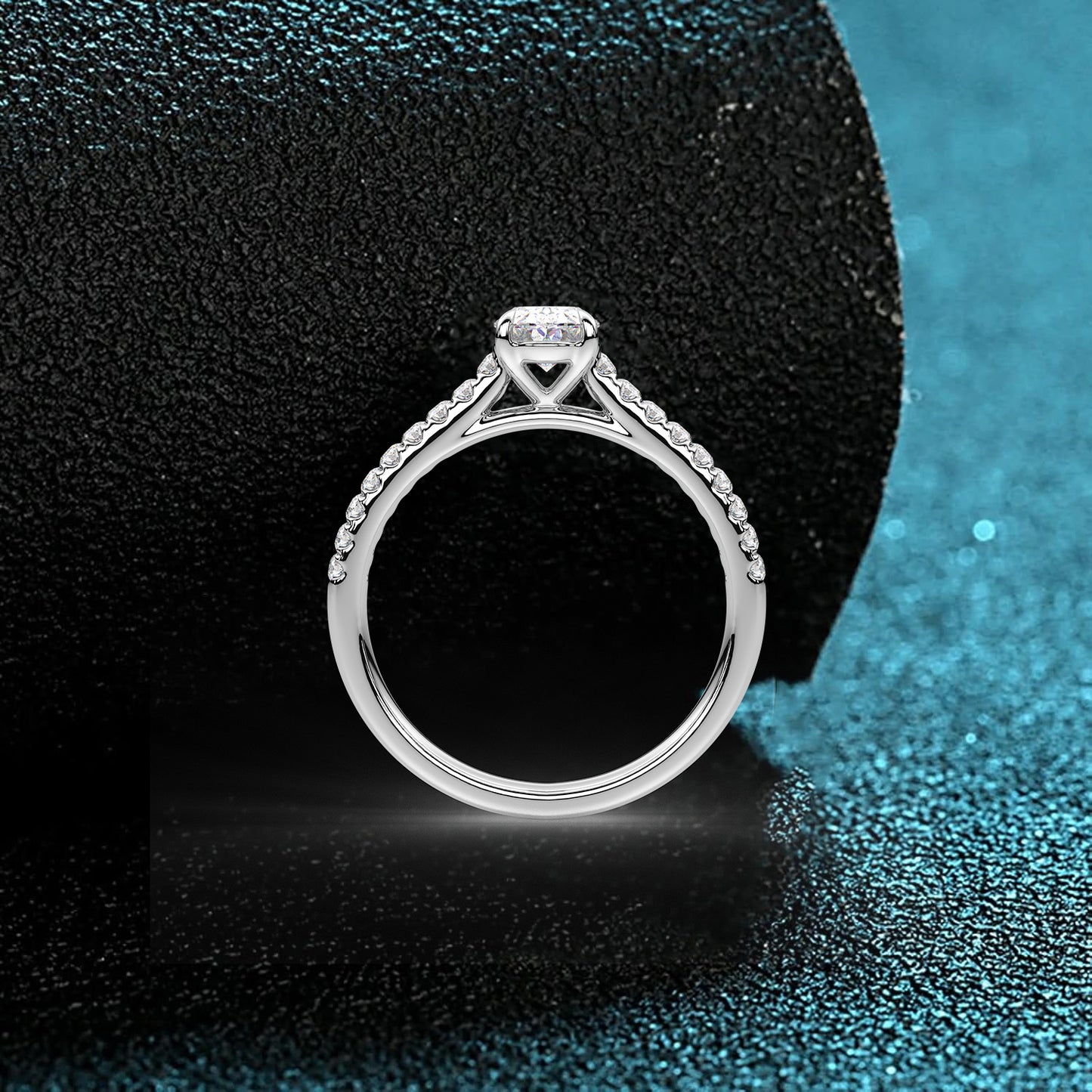 Solitaire 925 Silver Oval Ring