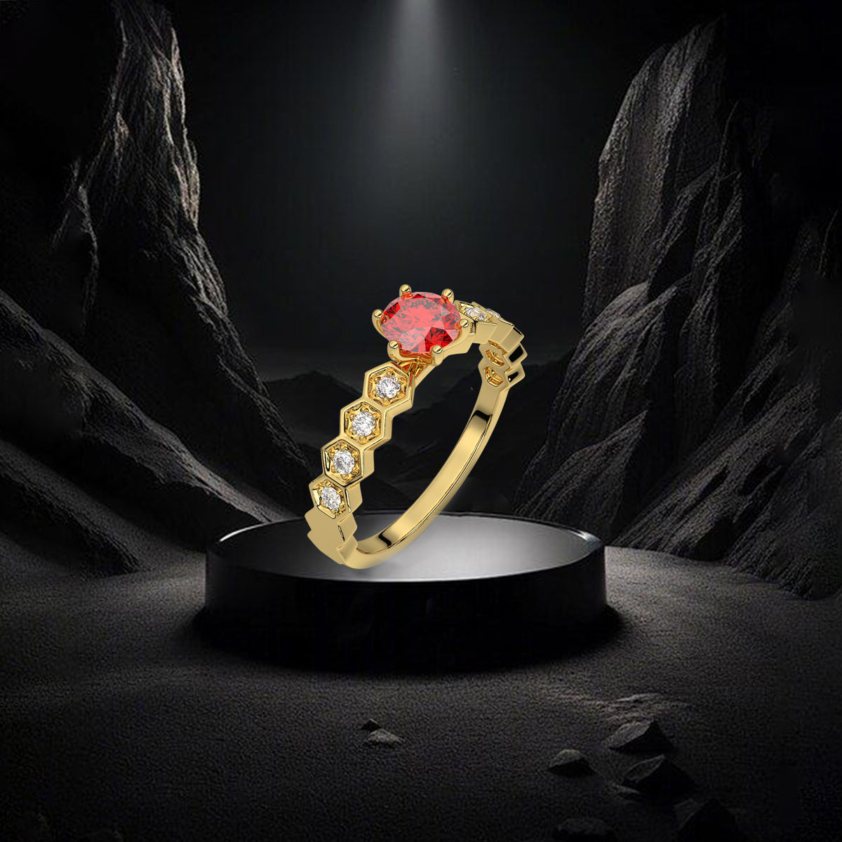 Yellow gold Ayanik Ruby 925 Silver Ring