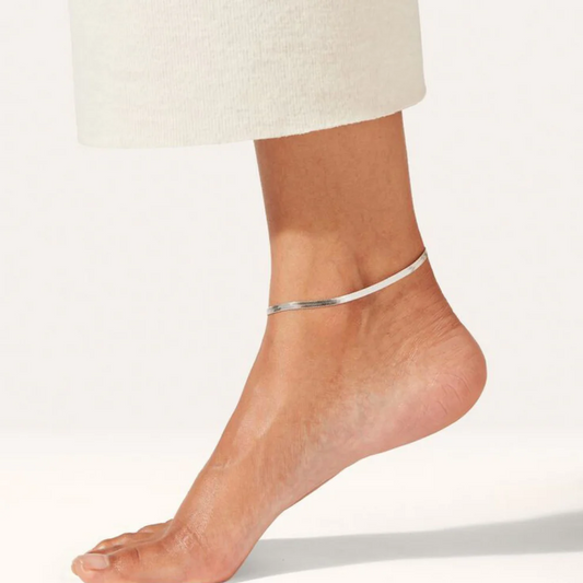 Herringbone 925 Silver Anklet