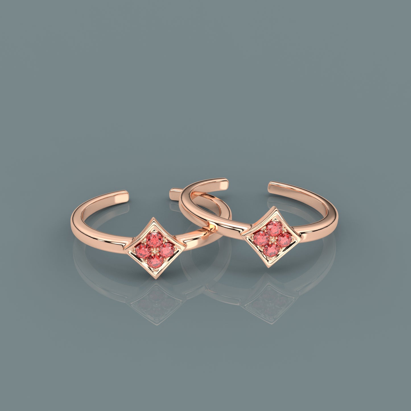 Square Rose gold Adjustable 925 Silver Toe Ring