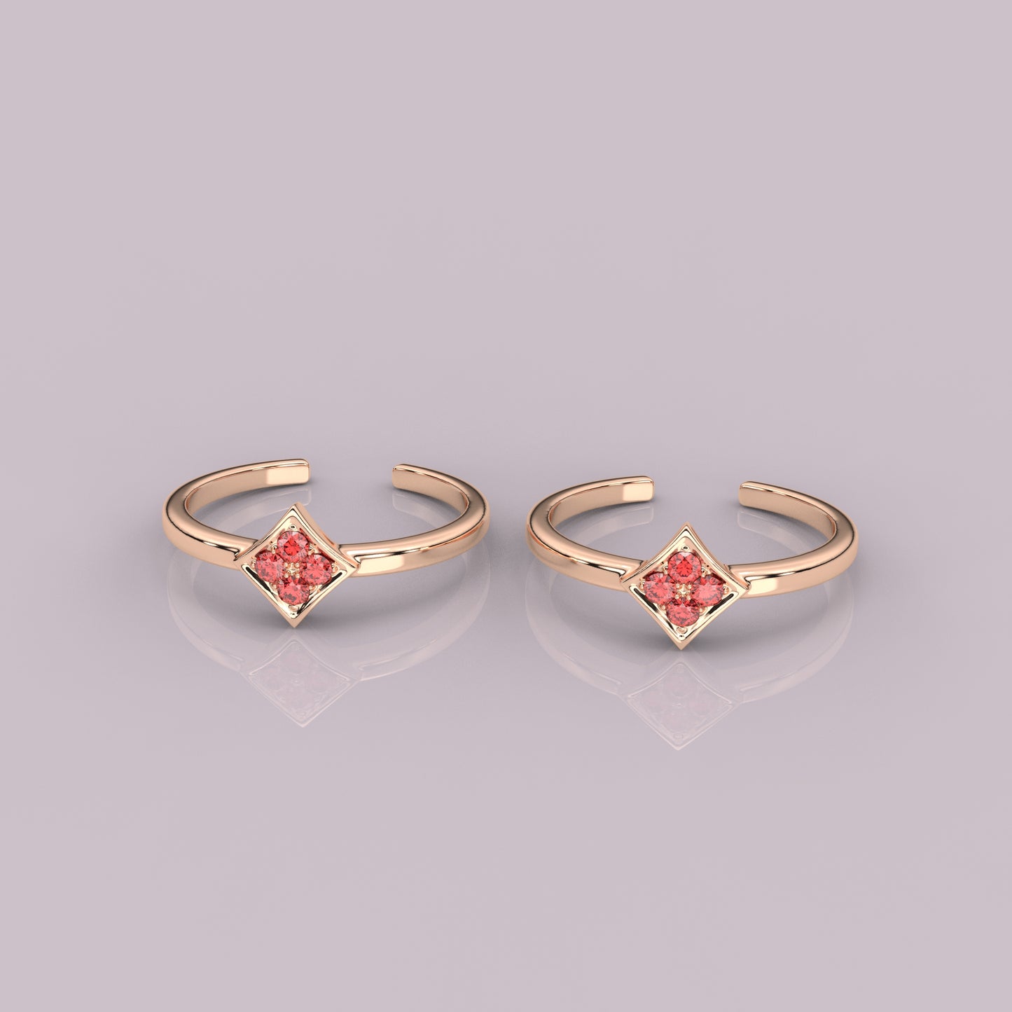 Square Rose gold Adjustable 925 Silver Toe Ring