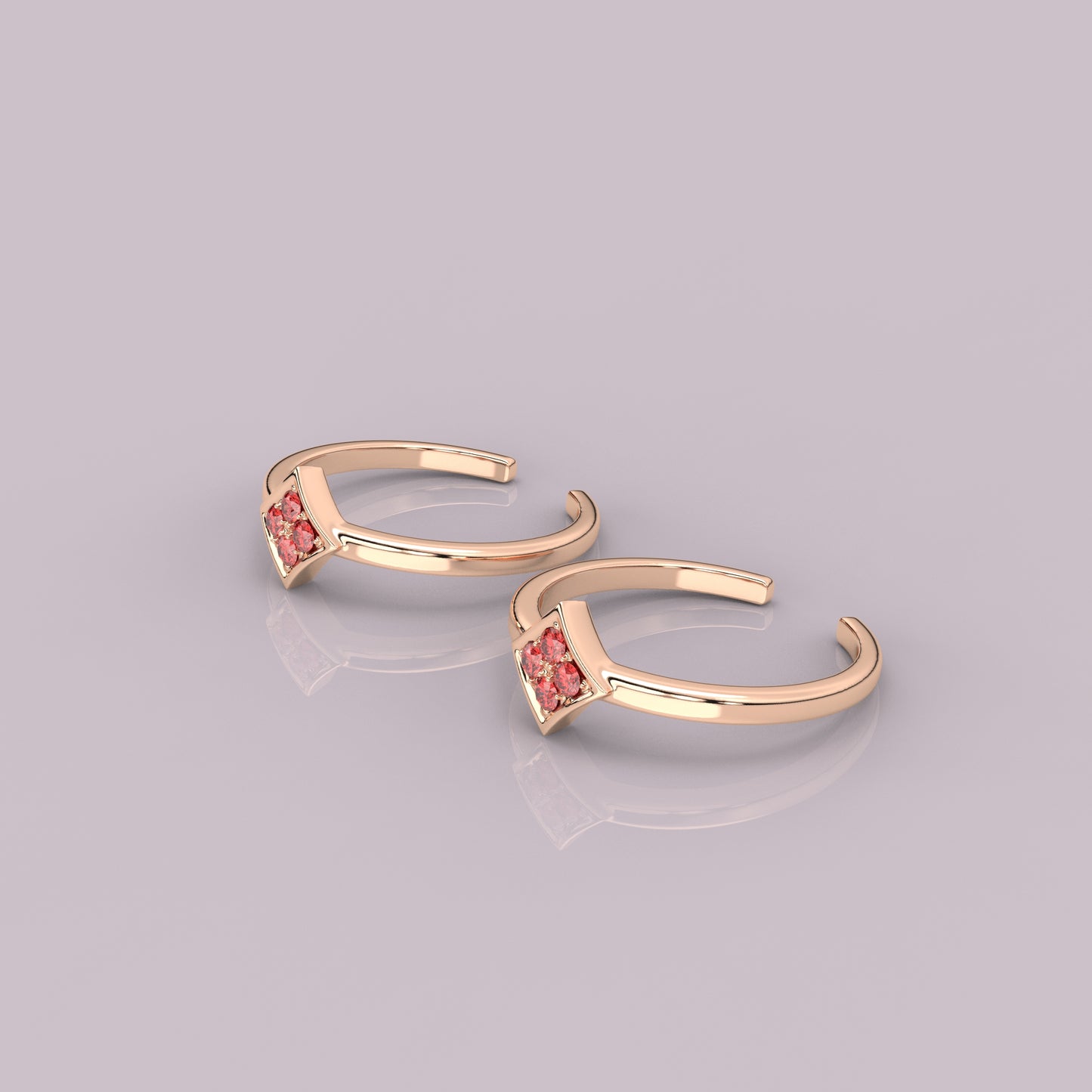 Square Rose gold Adjustable 925 Silver Toe Ring